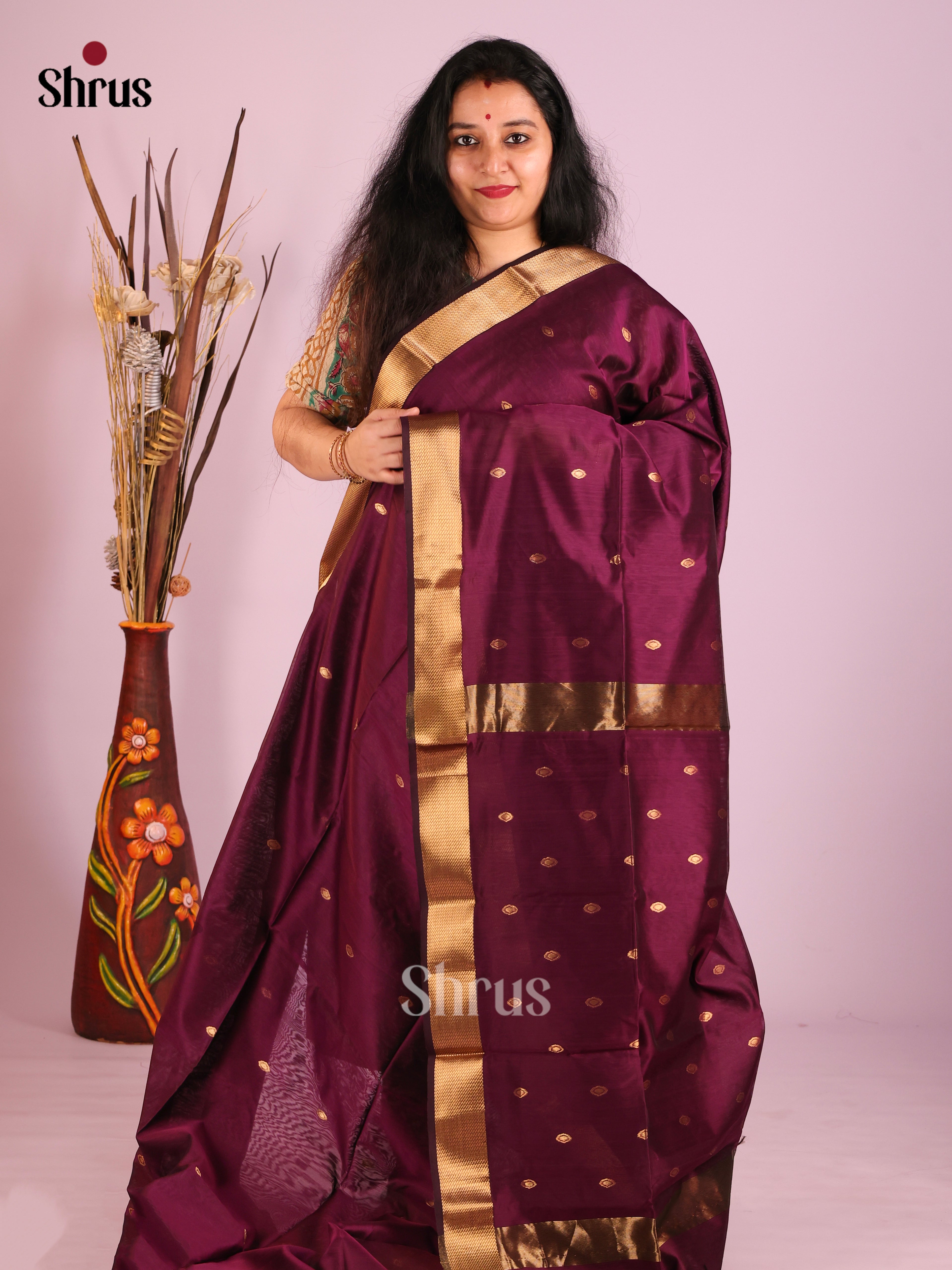 DIS27603 - Maheshwari silkcotton Saree - Shop on Shrus.com