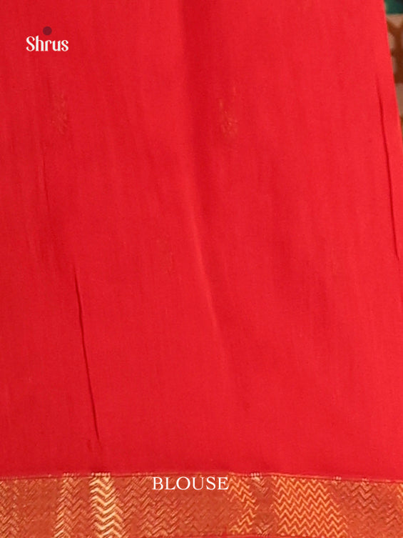 Mango Yellow & Red - Maheshwari silkcotton Saree - Shop on Shrus.com