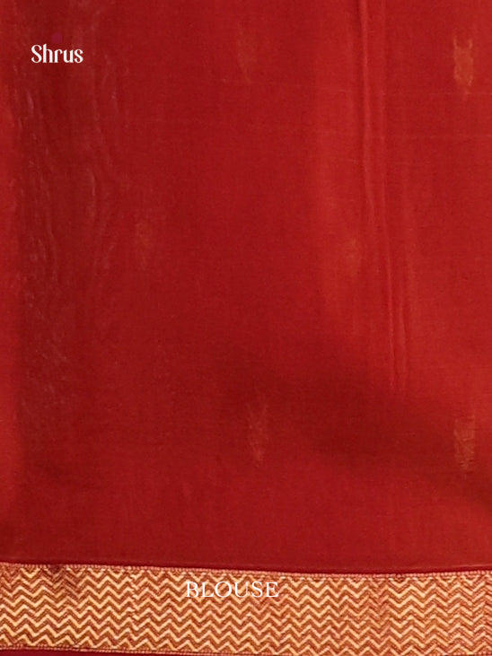 Mustard & Red- Maheshwari silkcotton Saree - Shop on Shrus.com