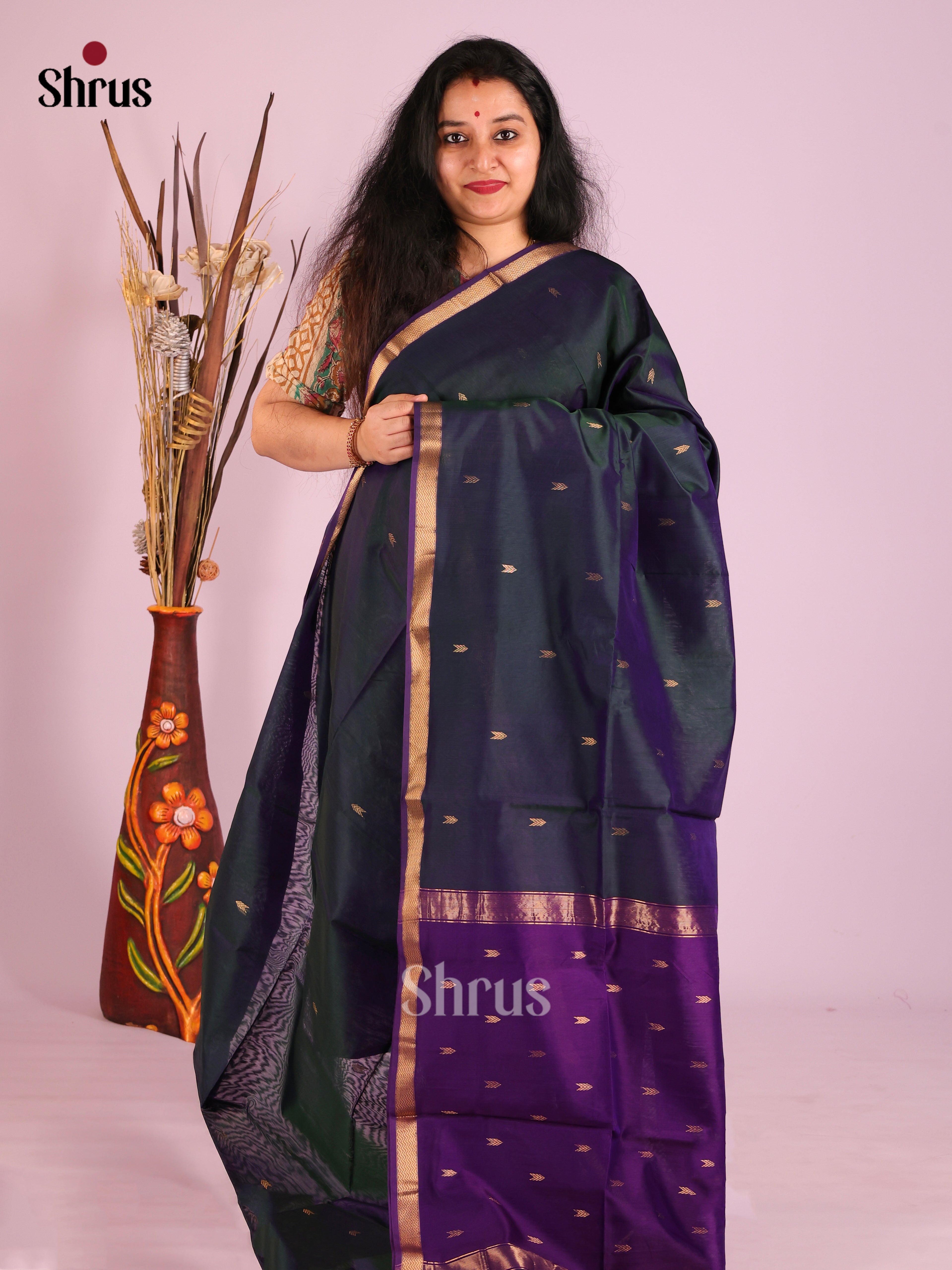 DIS27612 - Maheshwari silkcotton Saree - Shop on Shrus.com