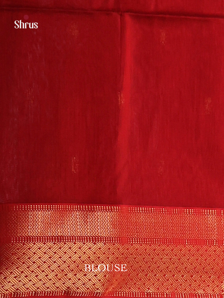 Blue & Red - Maheshwari silkcotton Saree