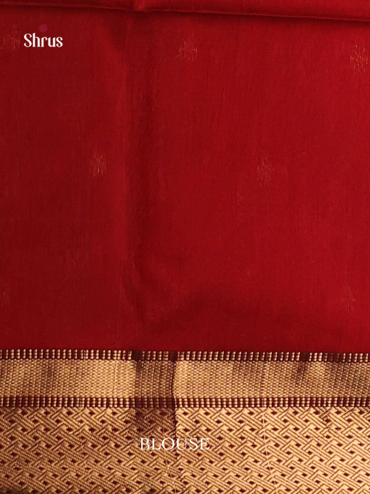 Red & Maroon- Maheshwari silkcotton Saree - Shop on Shrus.com
