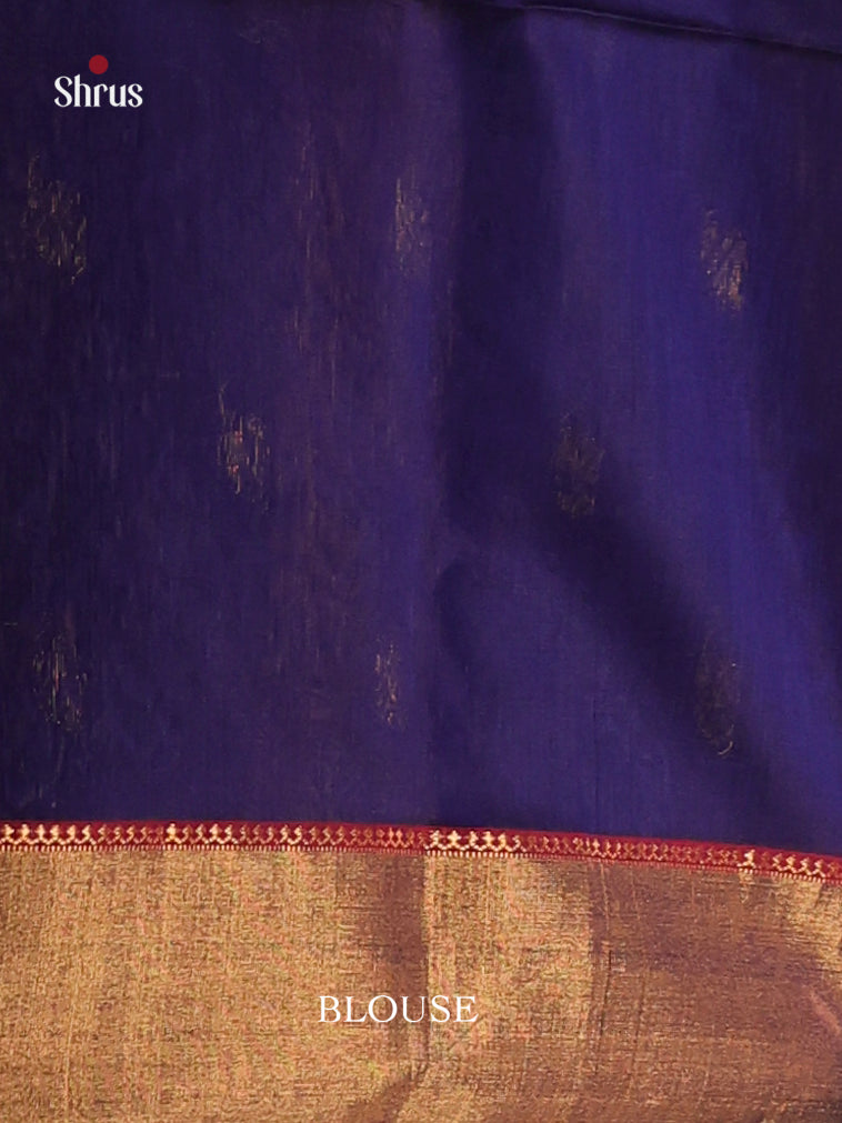Blue & Red- Maheshwari silkcotton Saree