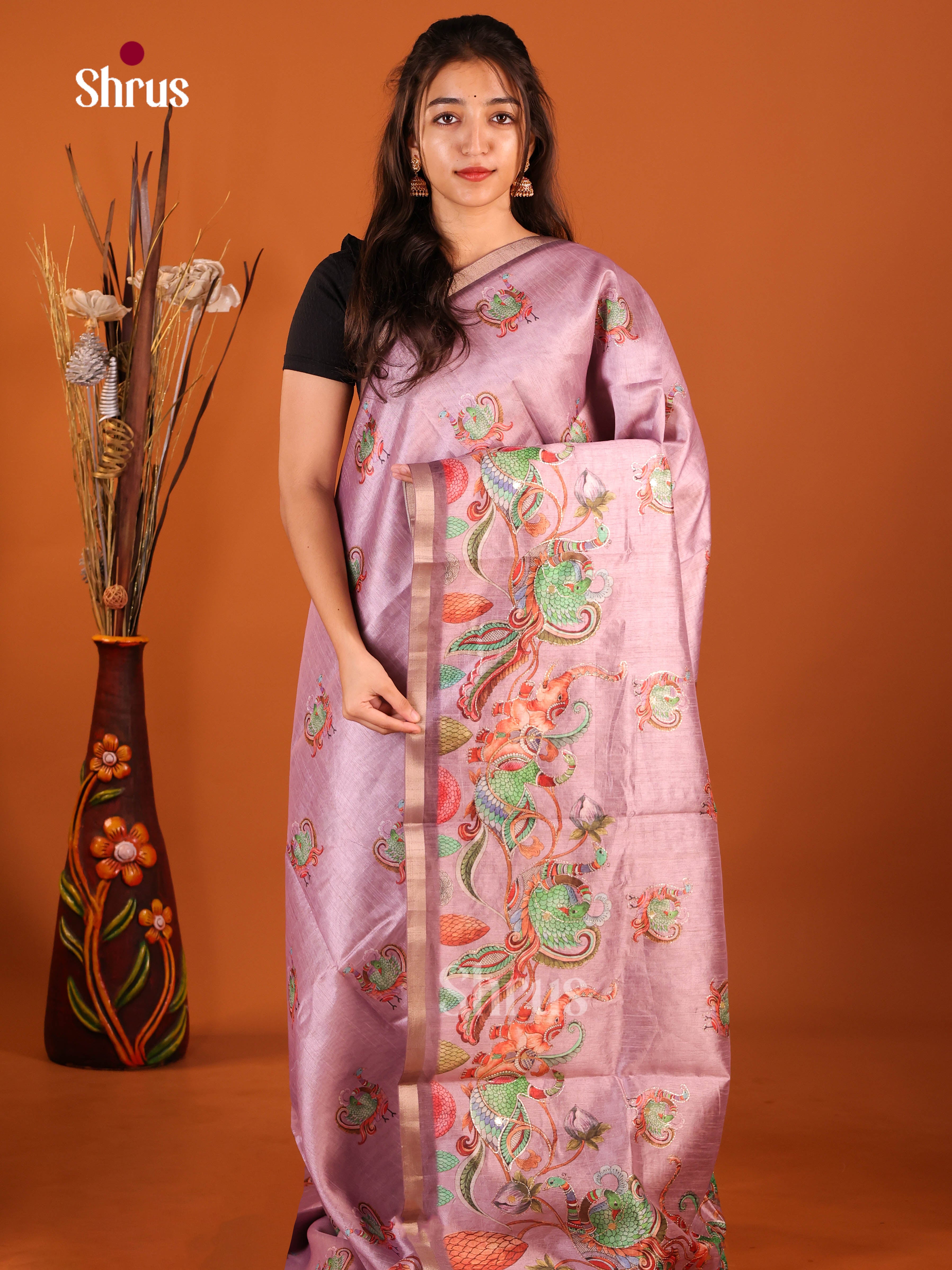 Purple - Semi Chanderi Saree