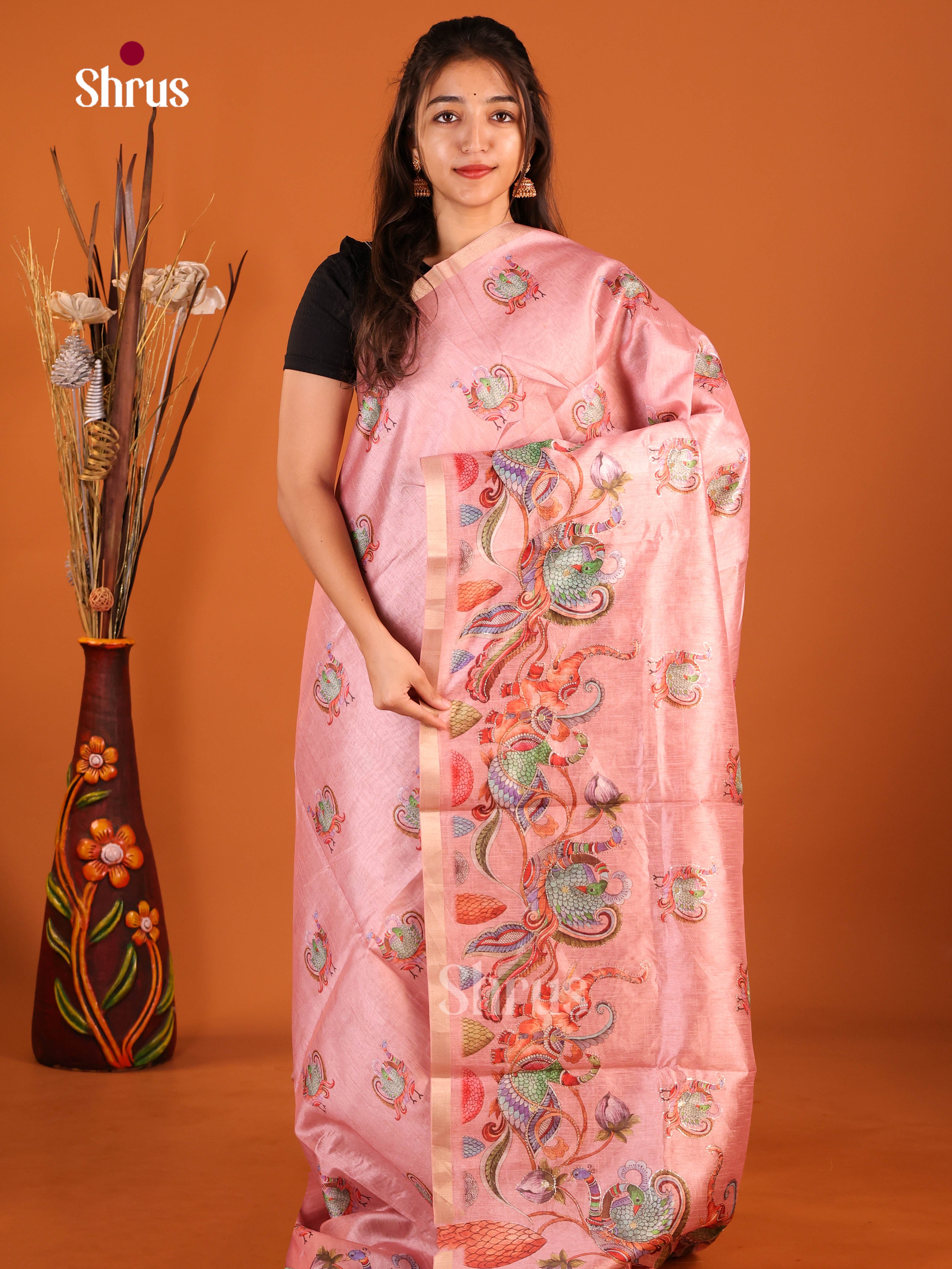 Dusty Pink - Semi Chanderi Saree