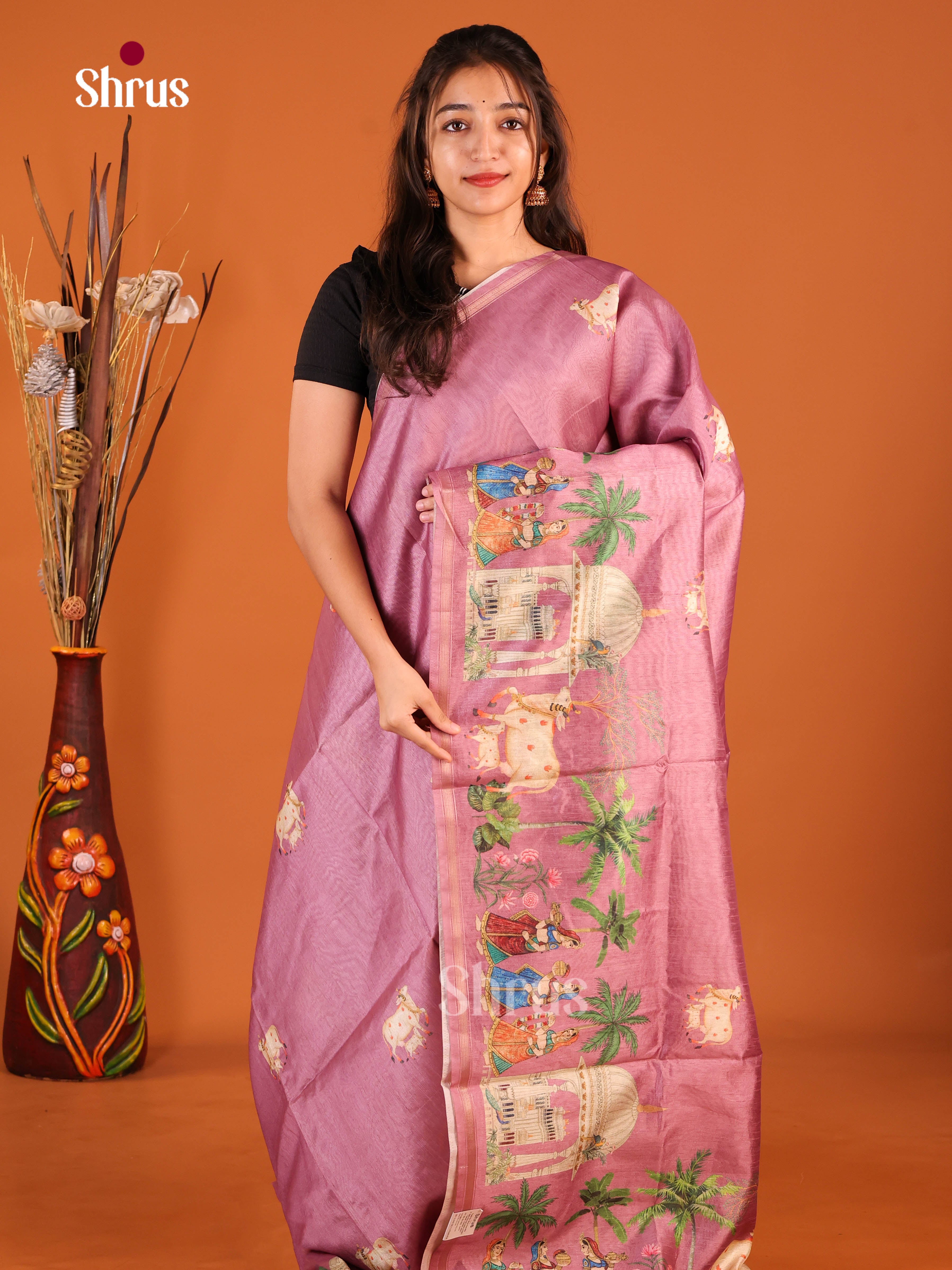 DIS29015 - Semi Chanderi Saree - Shop on Shrus.com