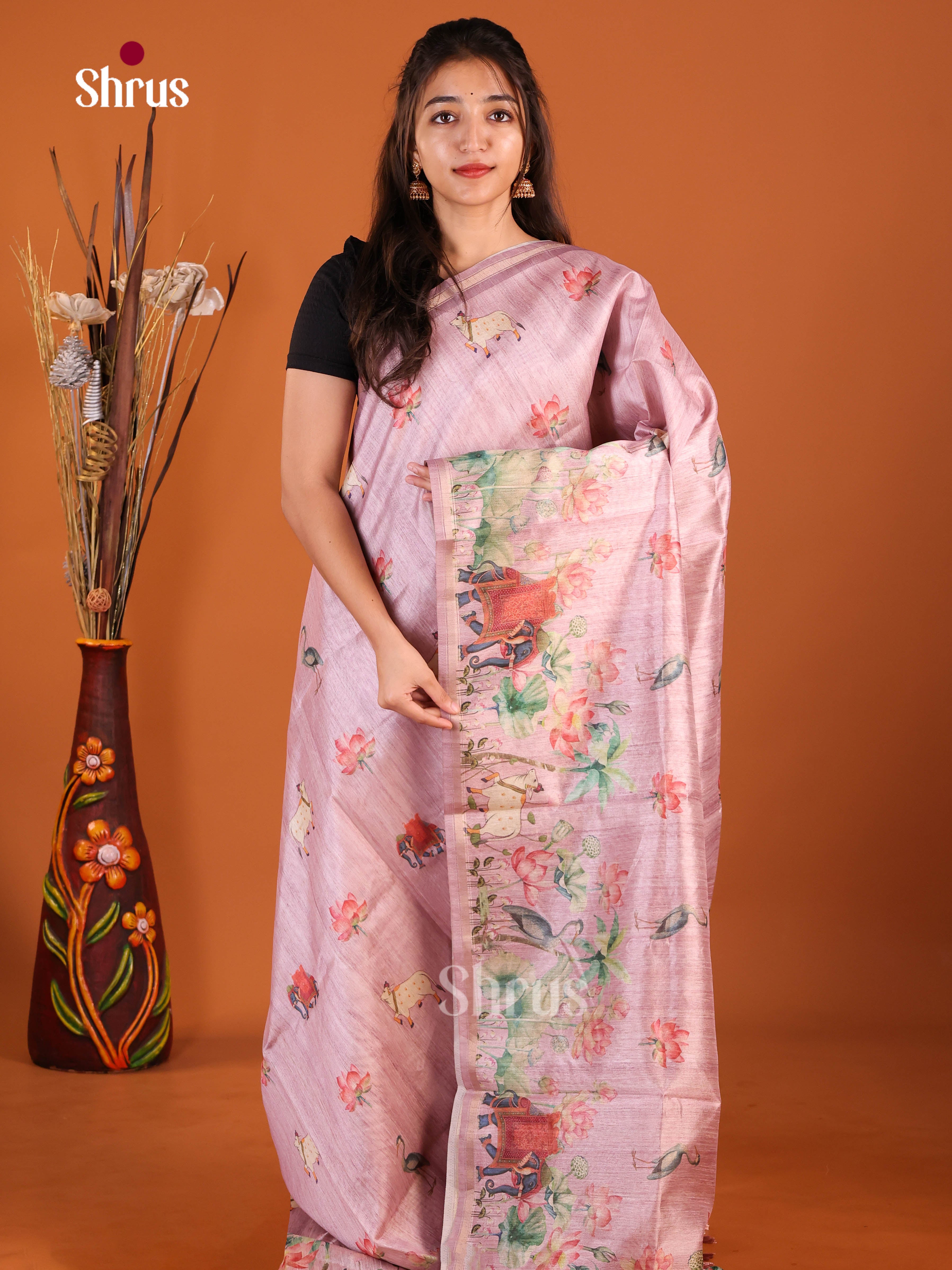DIS29022 - Semi Chanderi Saree - Shop on Shrus.com