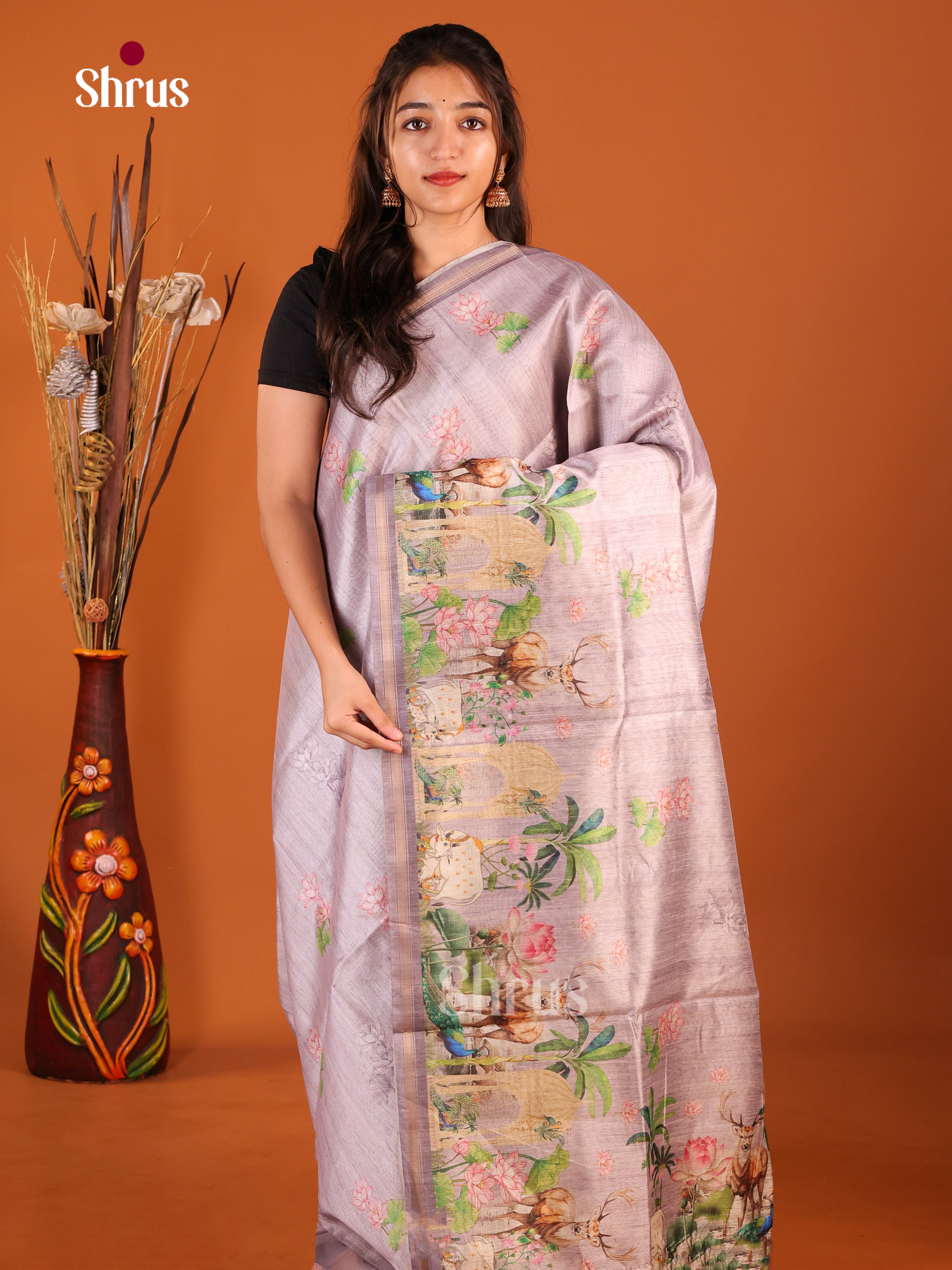 DIS29059 - Semi Chanderi Saree - Shop on Shrus.com
