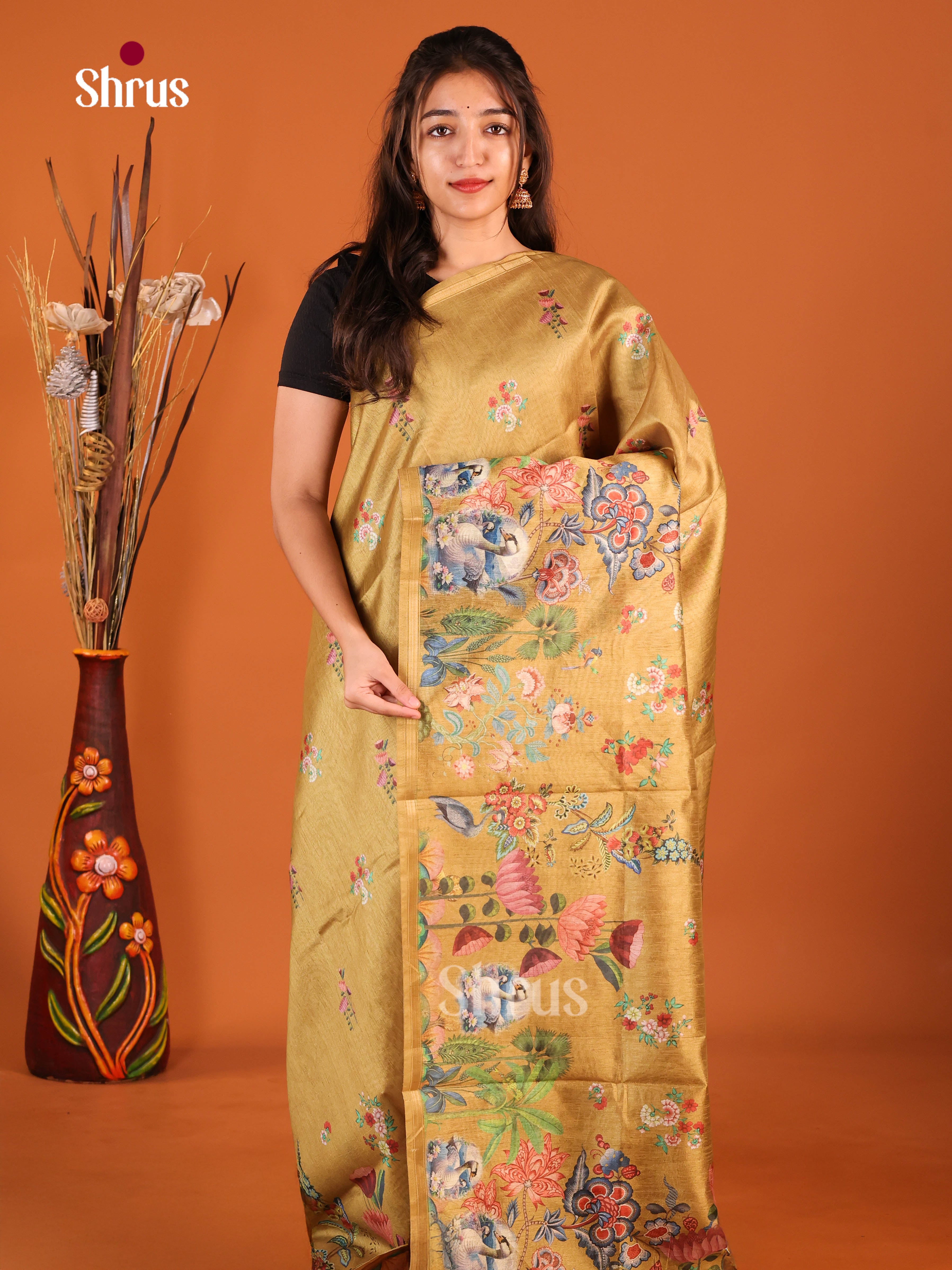 Gold - Semi Chanderi Saree