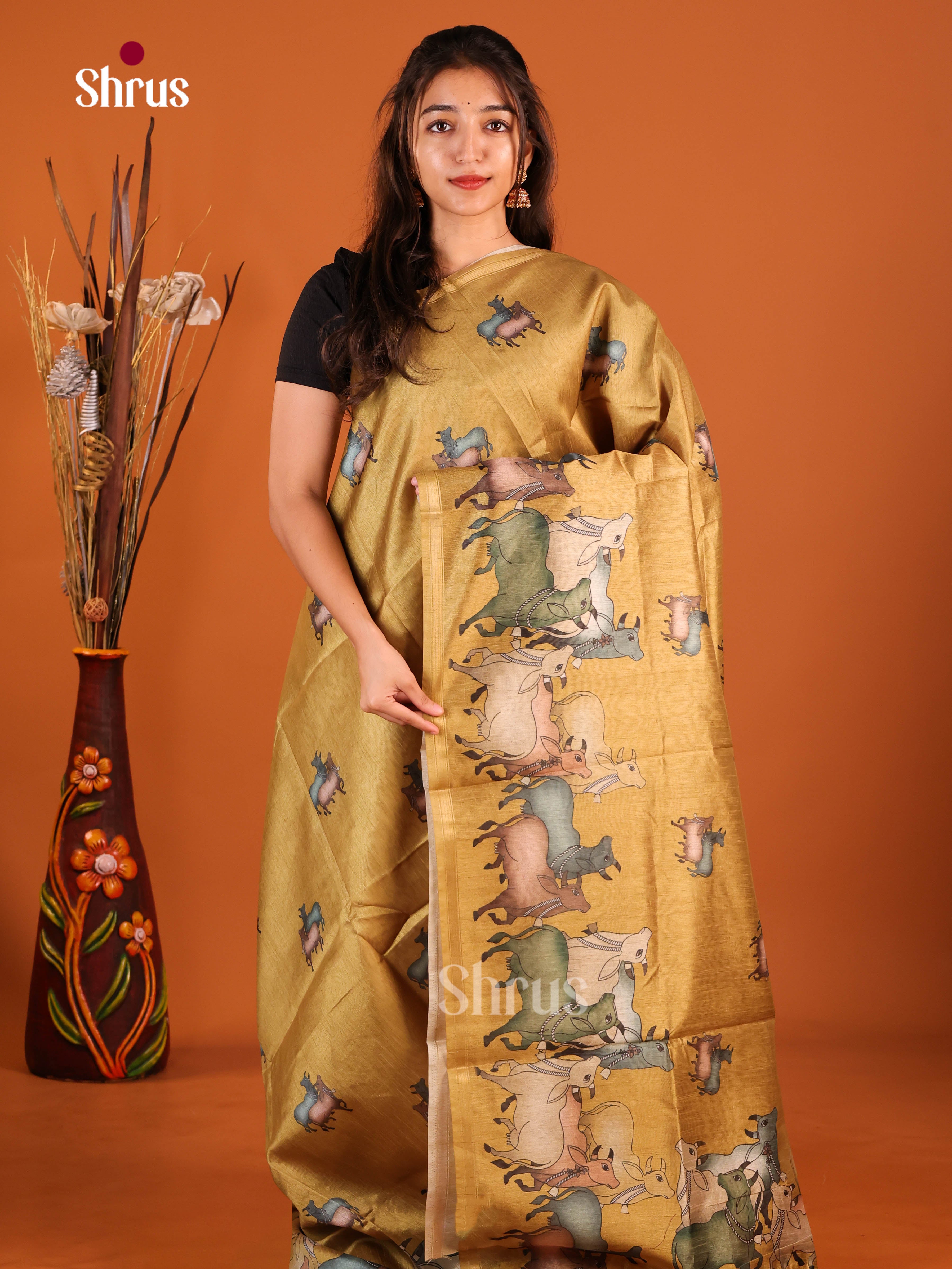 Gold - Semi Chanderi Saree