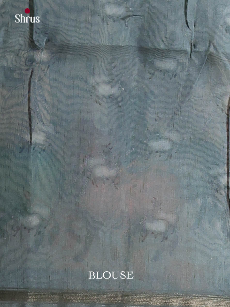 Powder Blue - Semi Chanderi Saree - Shop on Shrus.com
