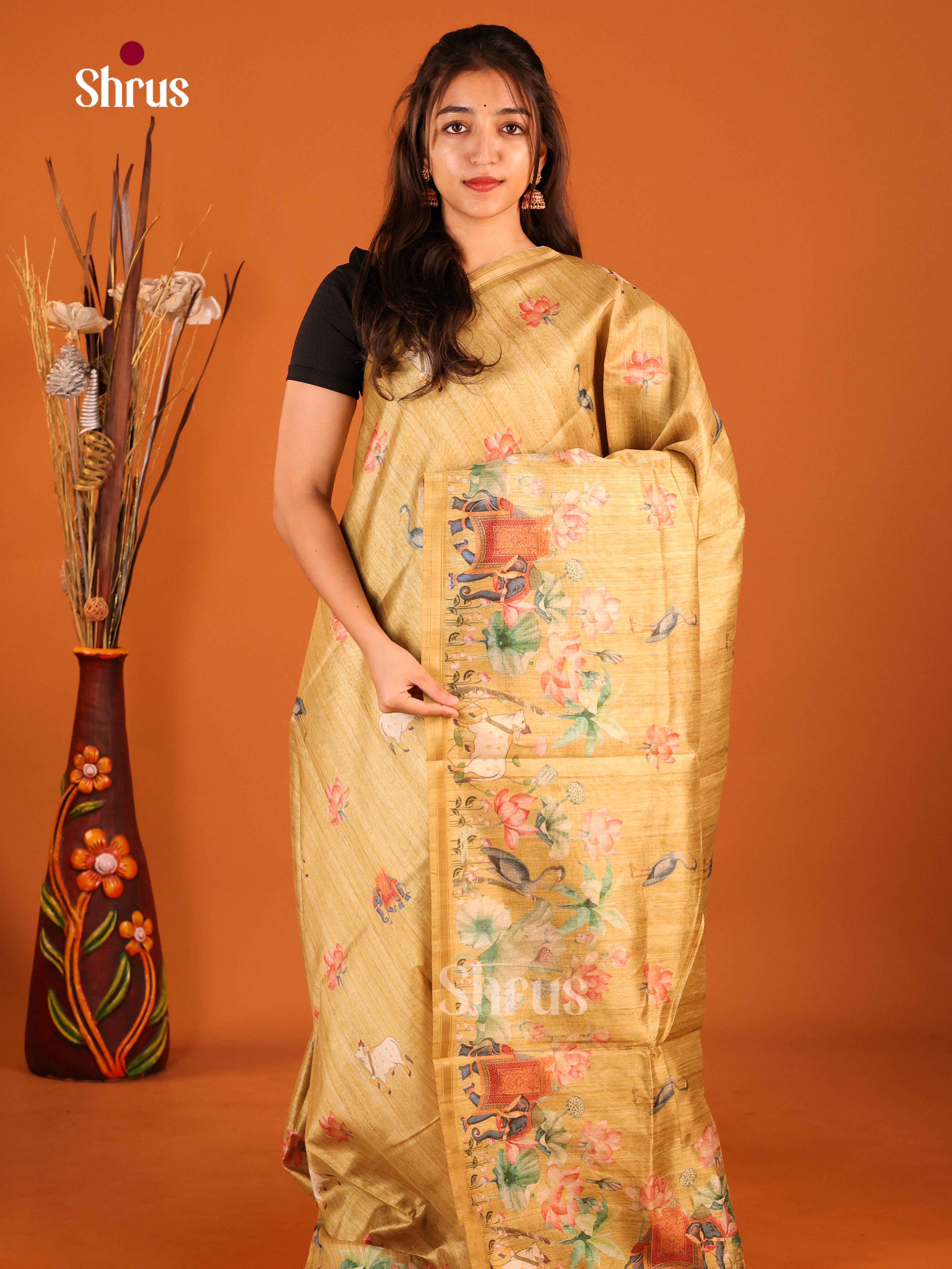 Gold - Semi Chanderi Saree