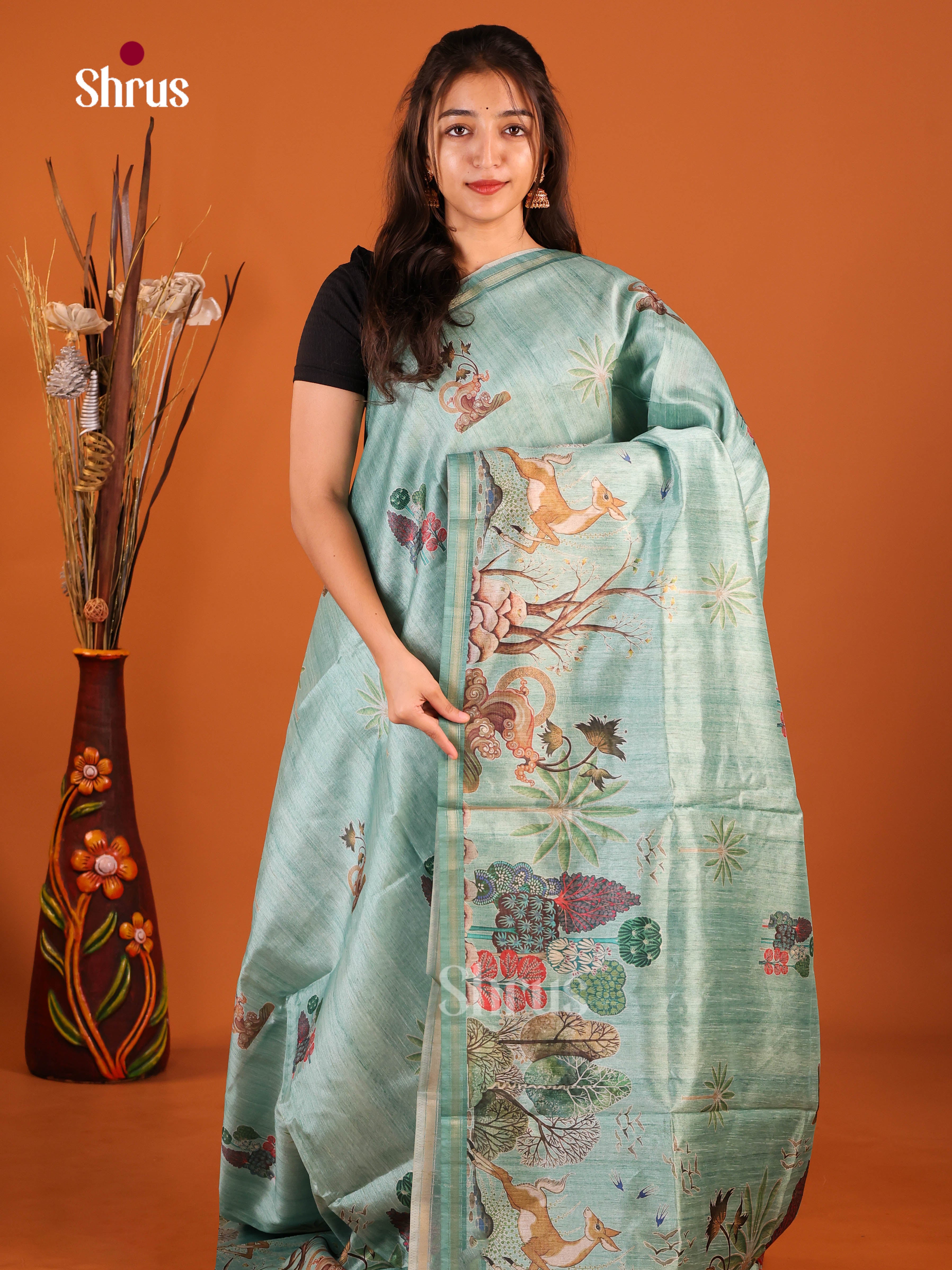 Pastel Green - Semi Chanderi Saree