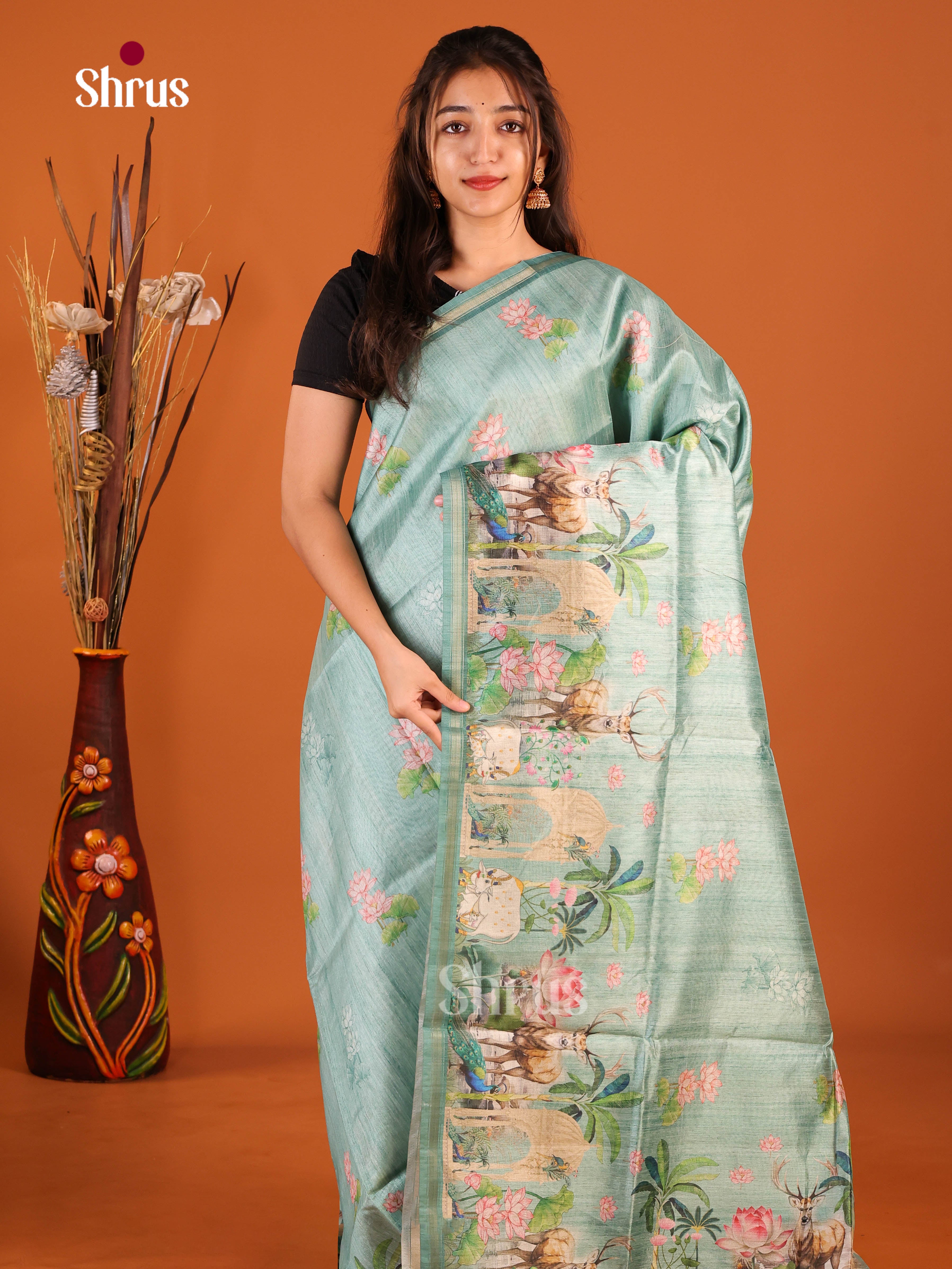 Pastel Green - Semi Chanderi Saree