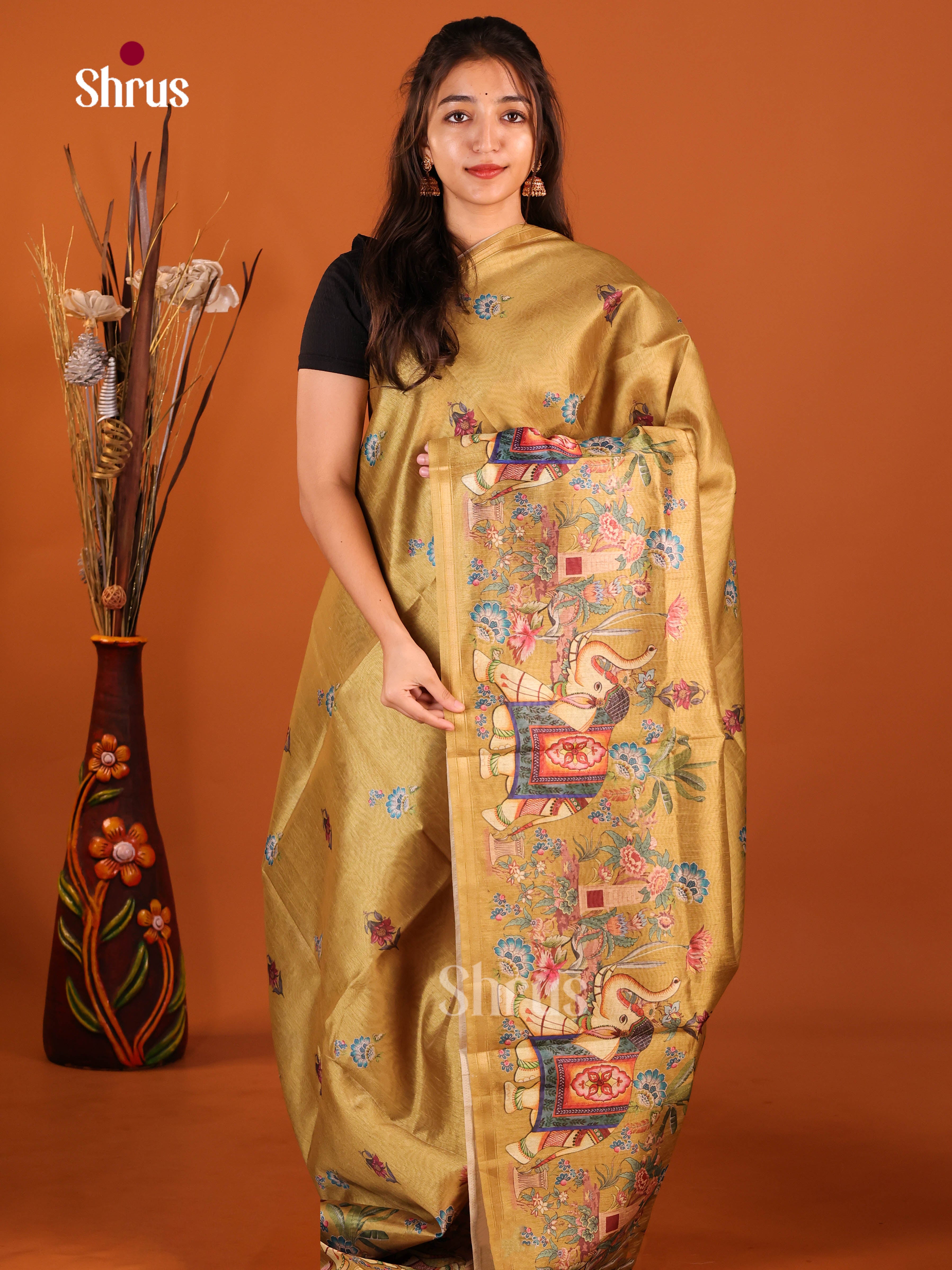 DIS29117 - Semi Chanderi Saree - Shop on Shrus.com