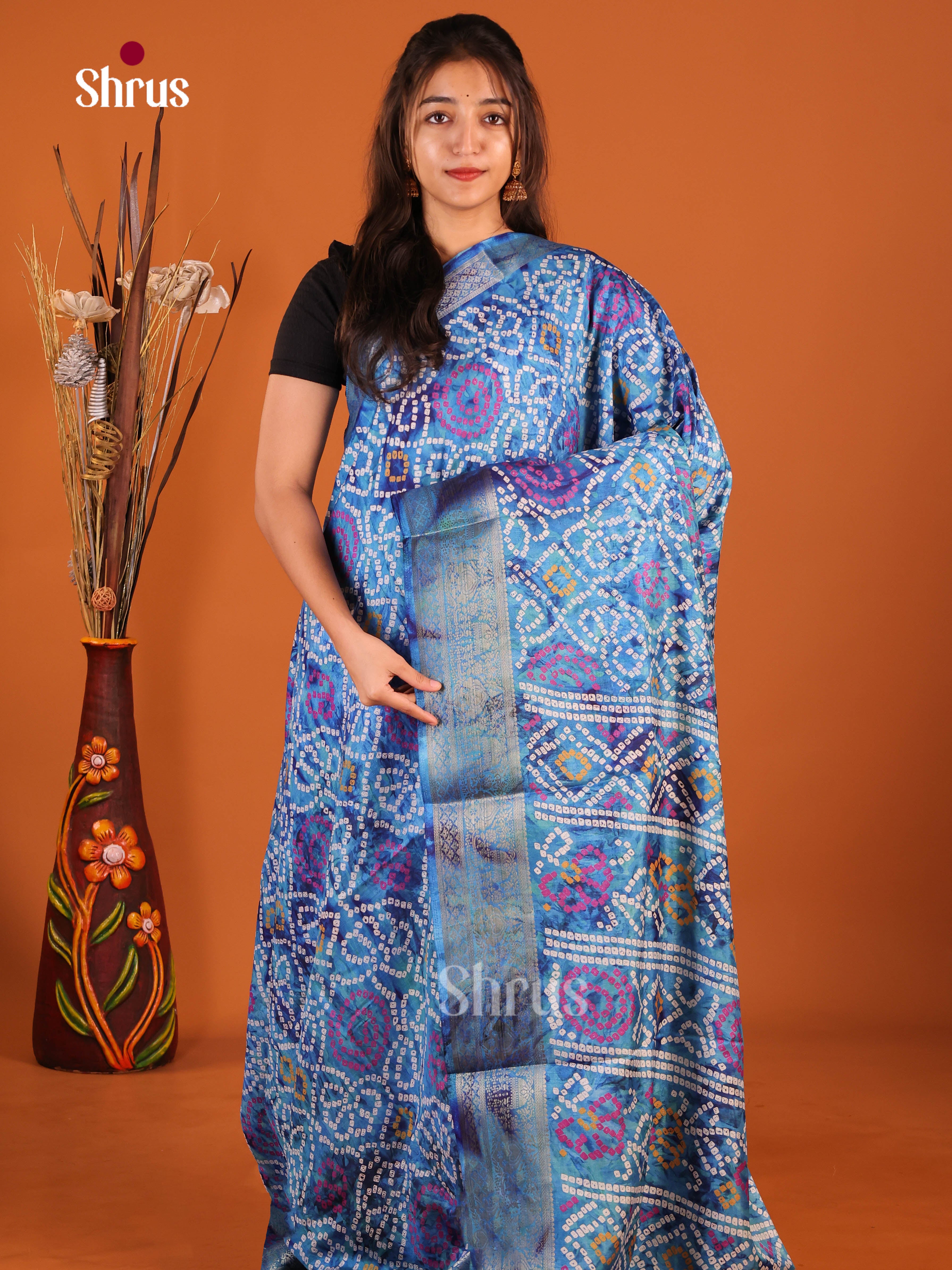 Blue - Semi Dola silk Saree