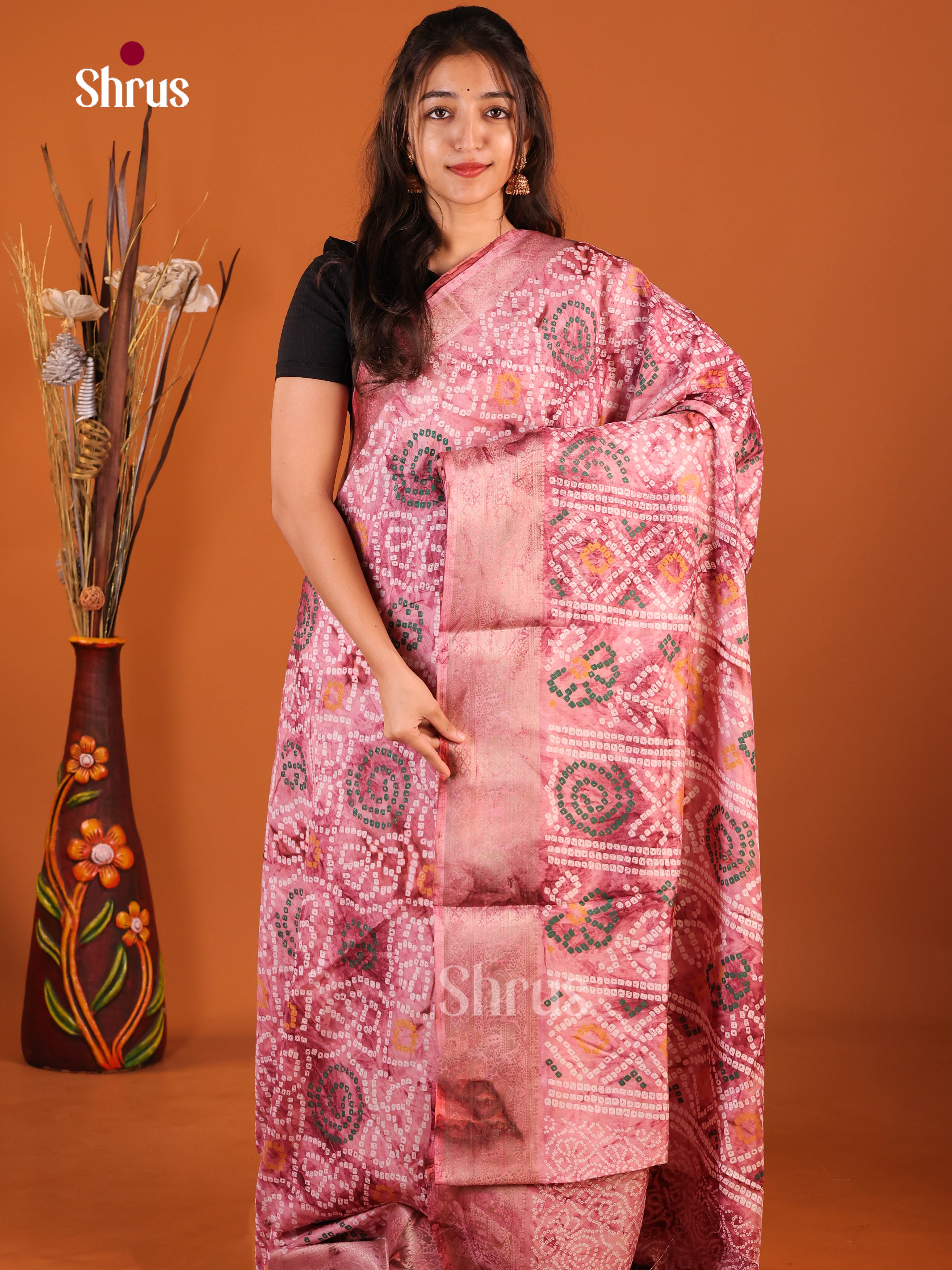 Pink - Semi Dola silk Saree