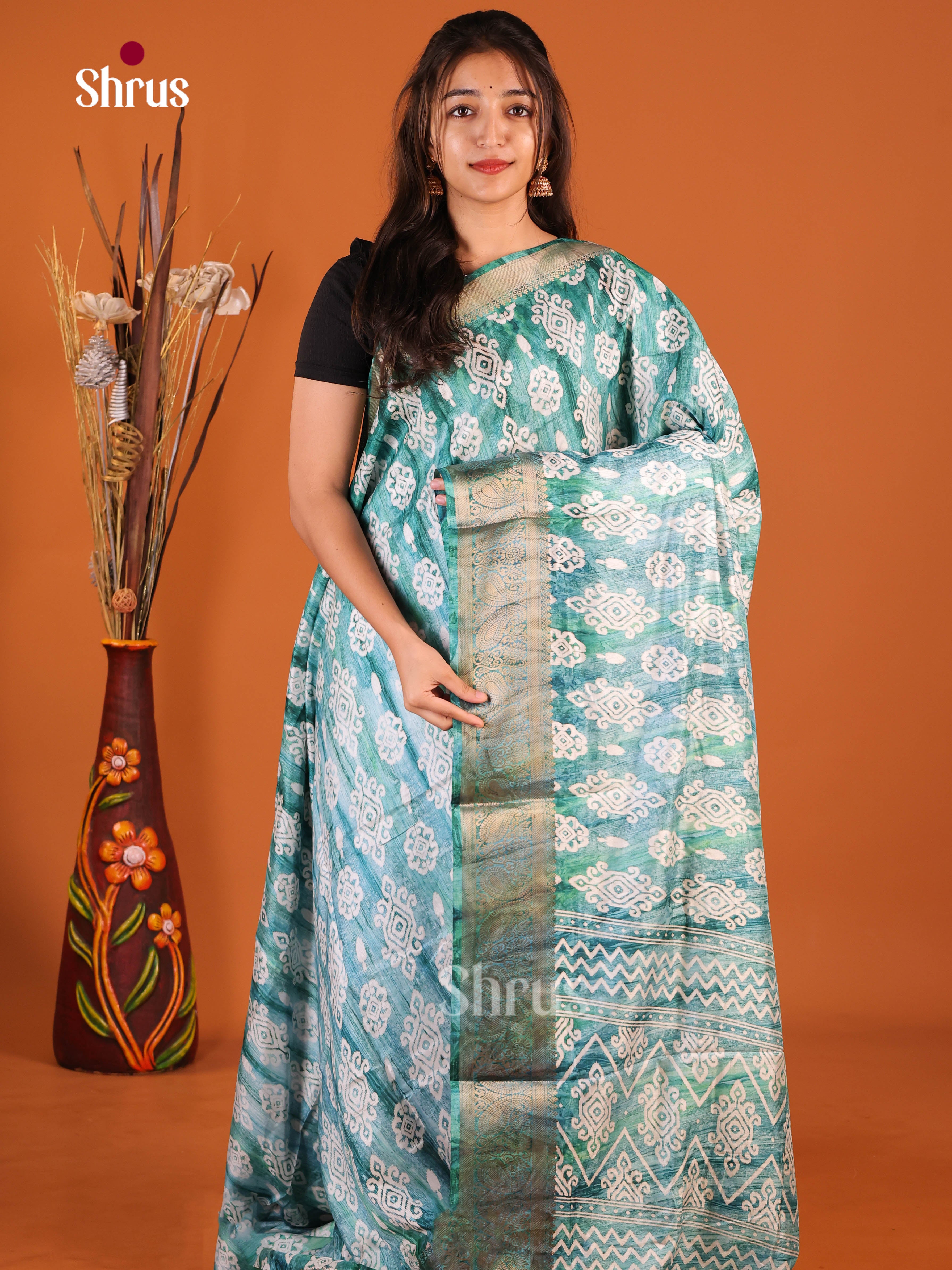 Blue - Semi Dola silk Saree