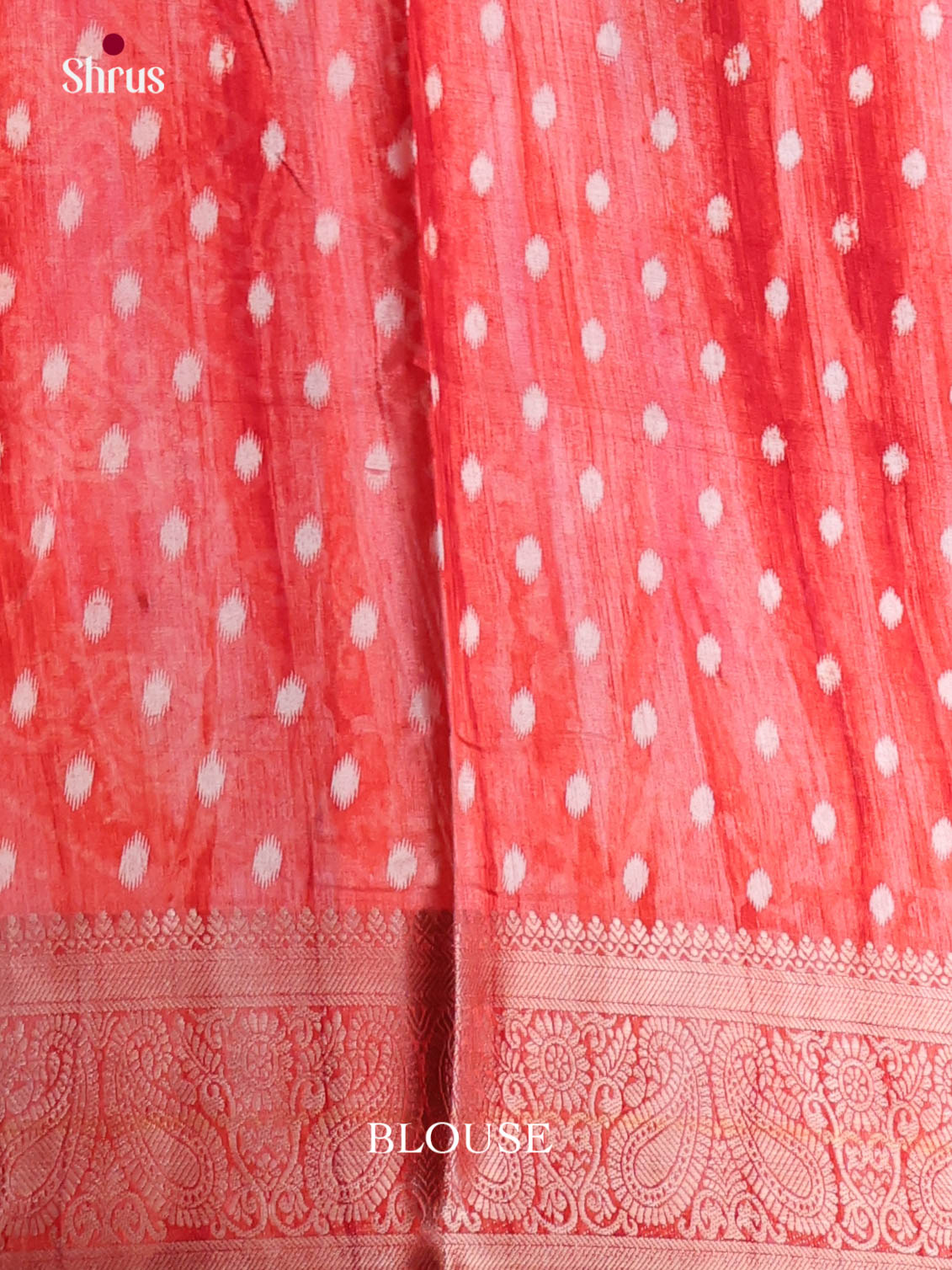 Orangish Red - Semi Dola silk Saree