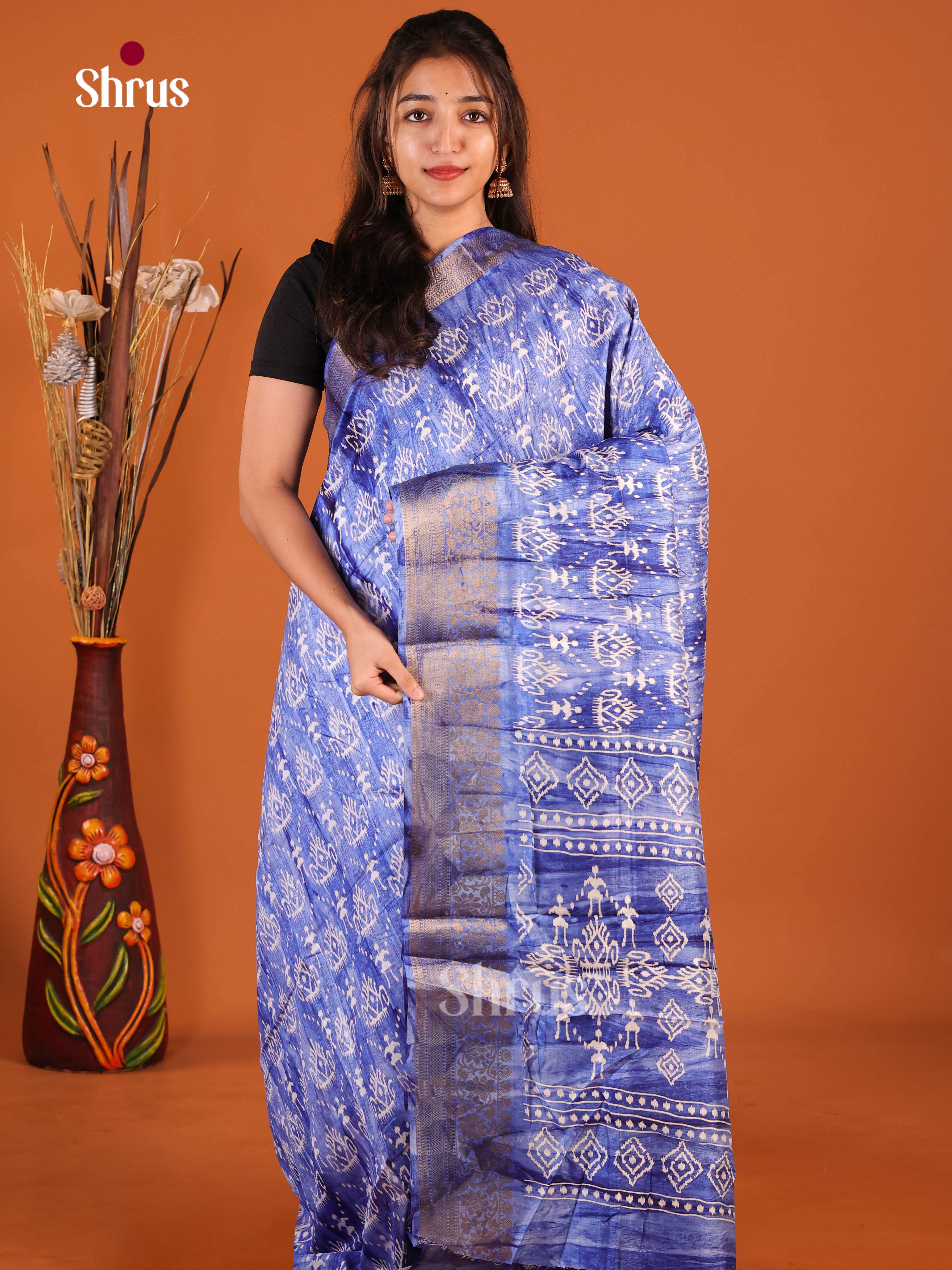 Blue - Semi Dola silk Saree