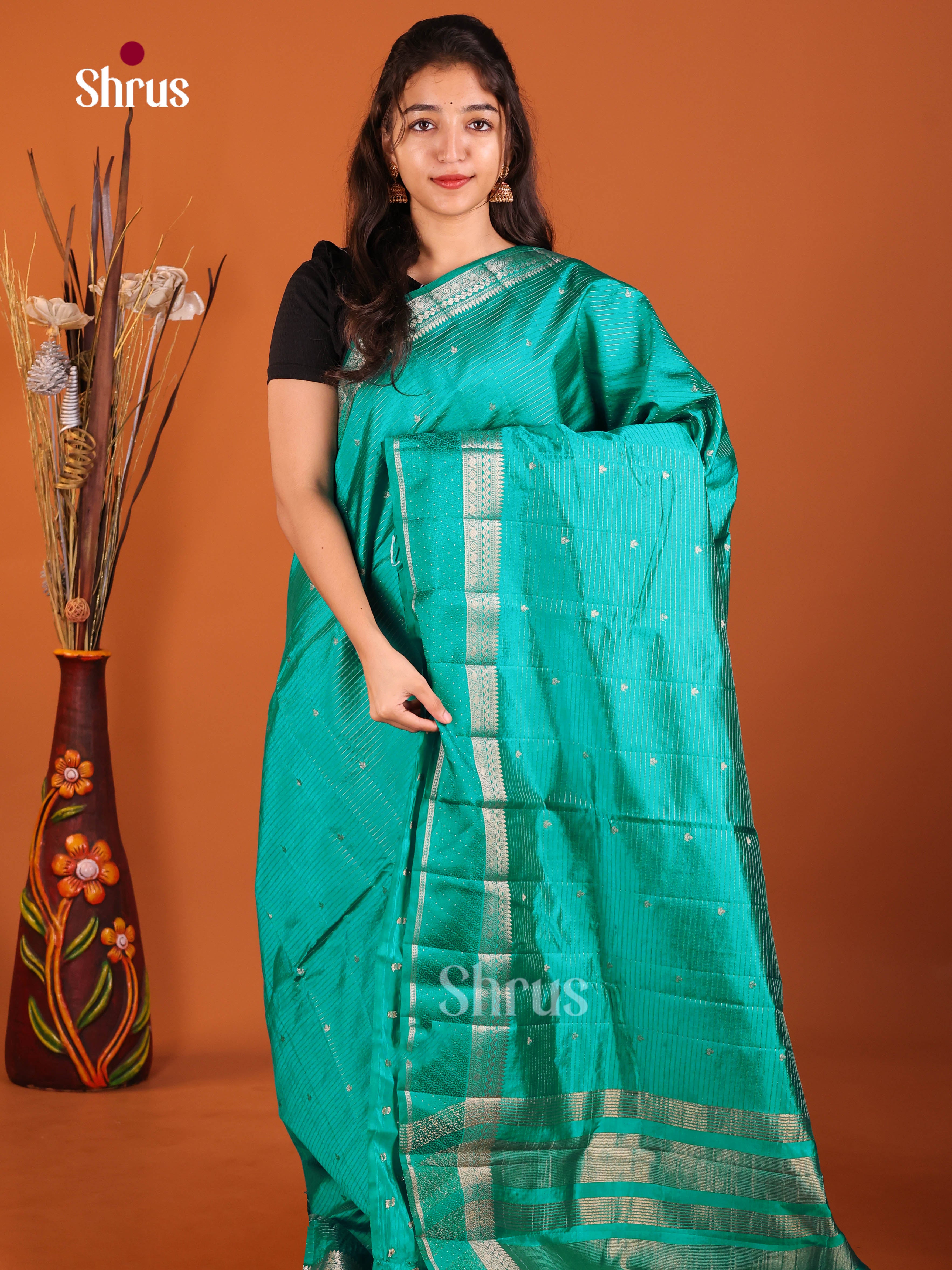 Green - Semi Rawsilk Saree