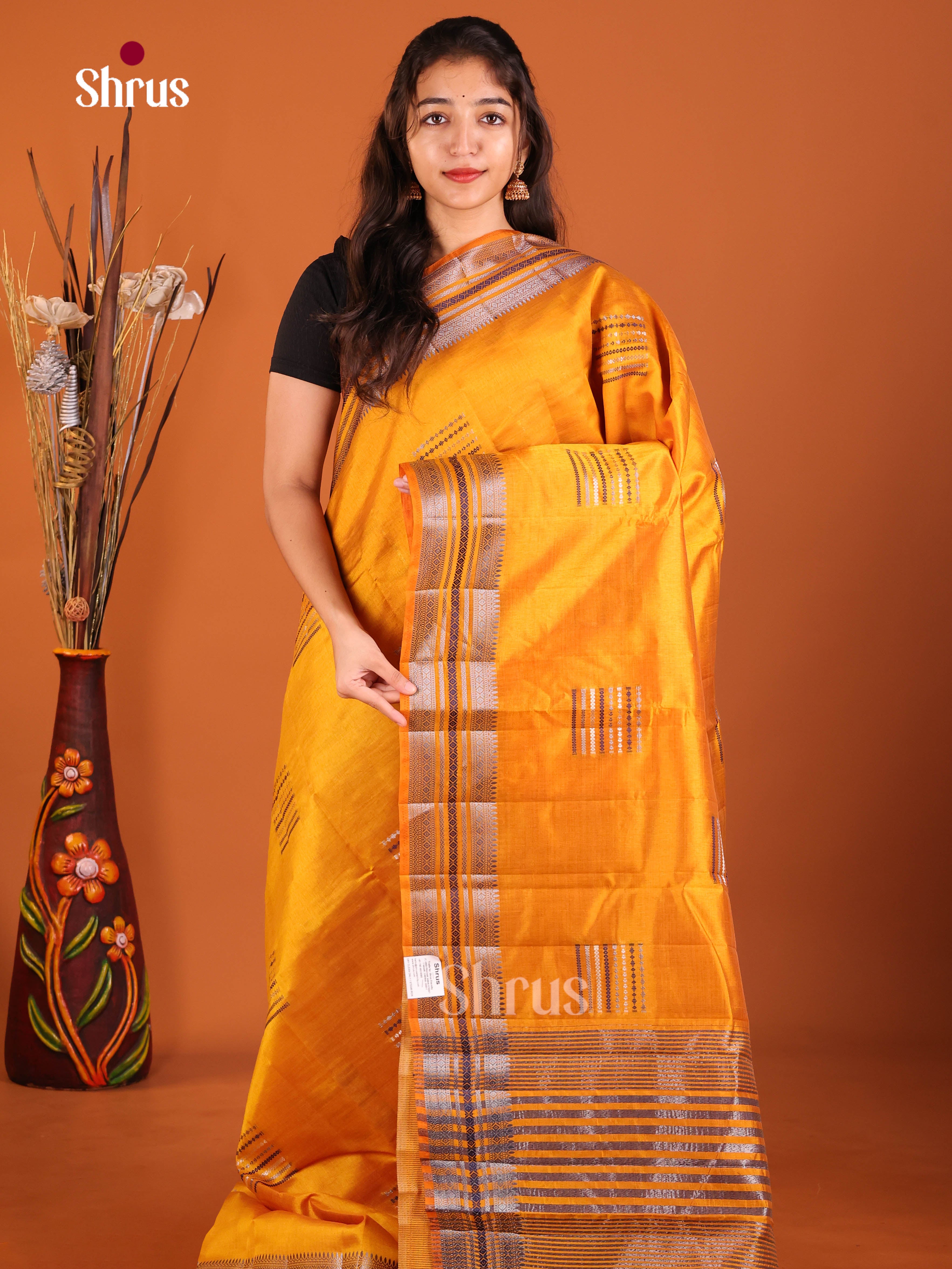 Mustard - Semi Rawsilk Saree