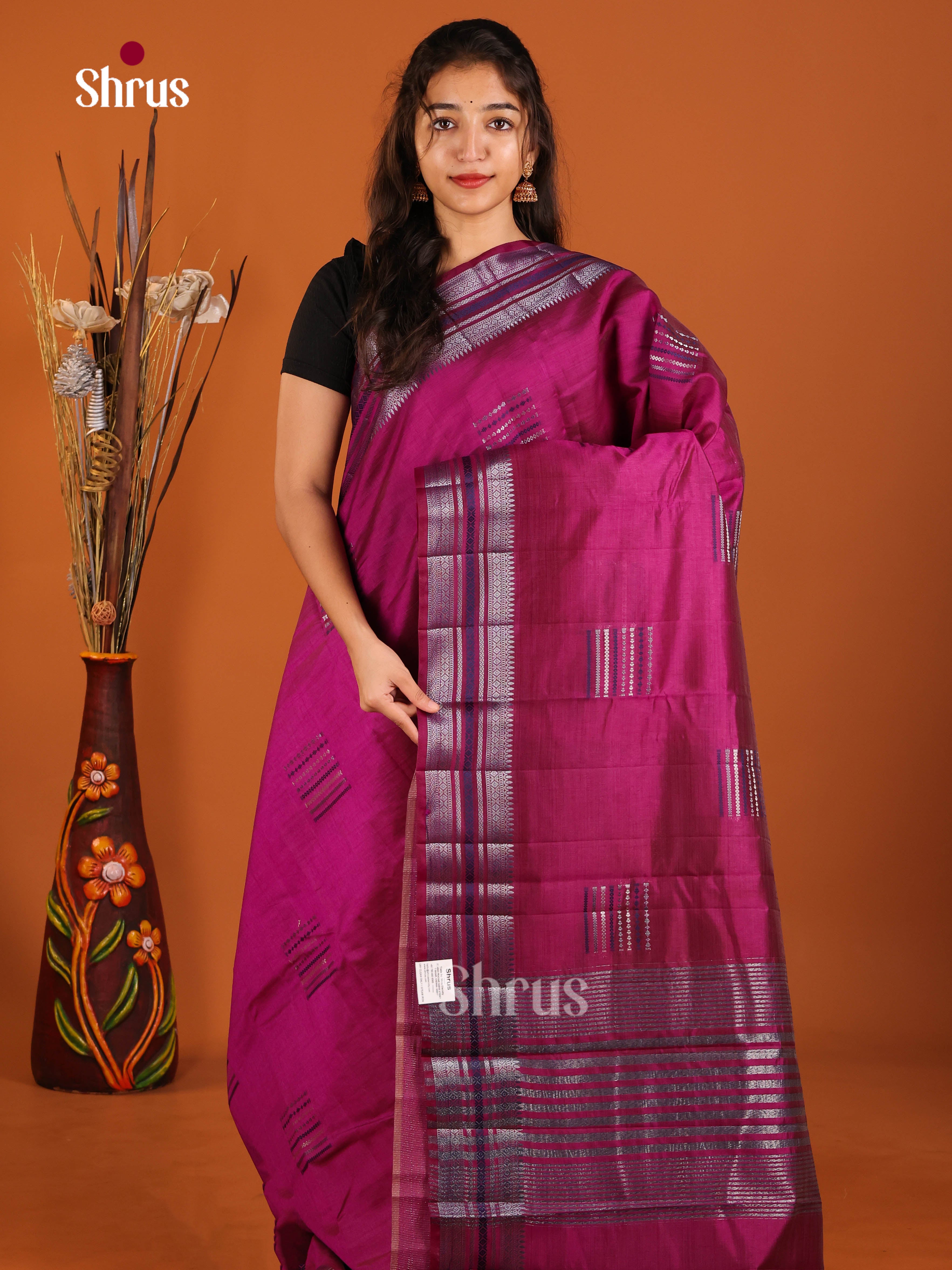 Purple - Semi Rawsilk Saree