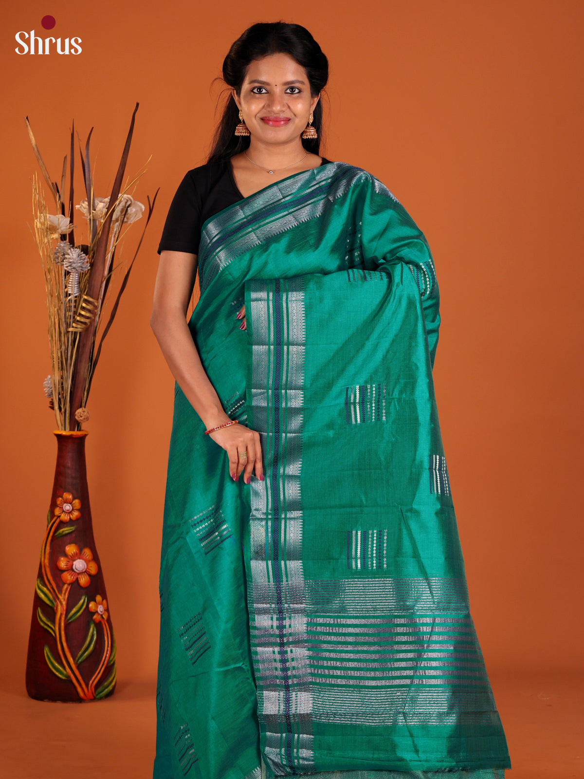 Green - Semi Rawsilk Saree