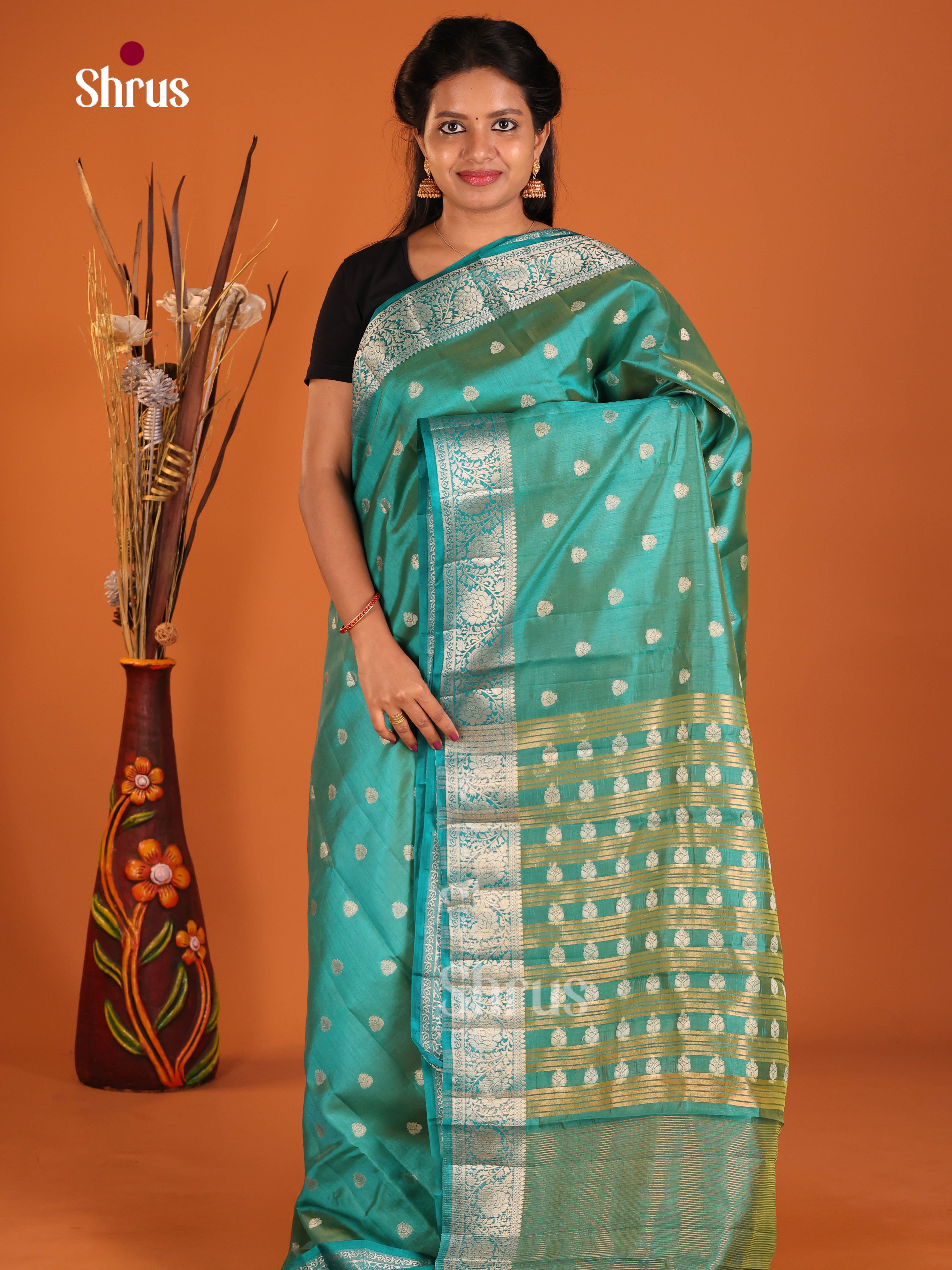 Green - Semi Rawsilk Saree