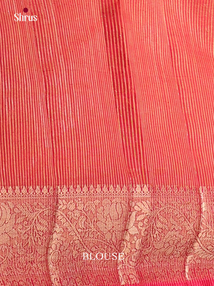 Orangish Pink - Semi Rawsilk Saree