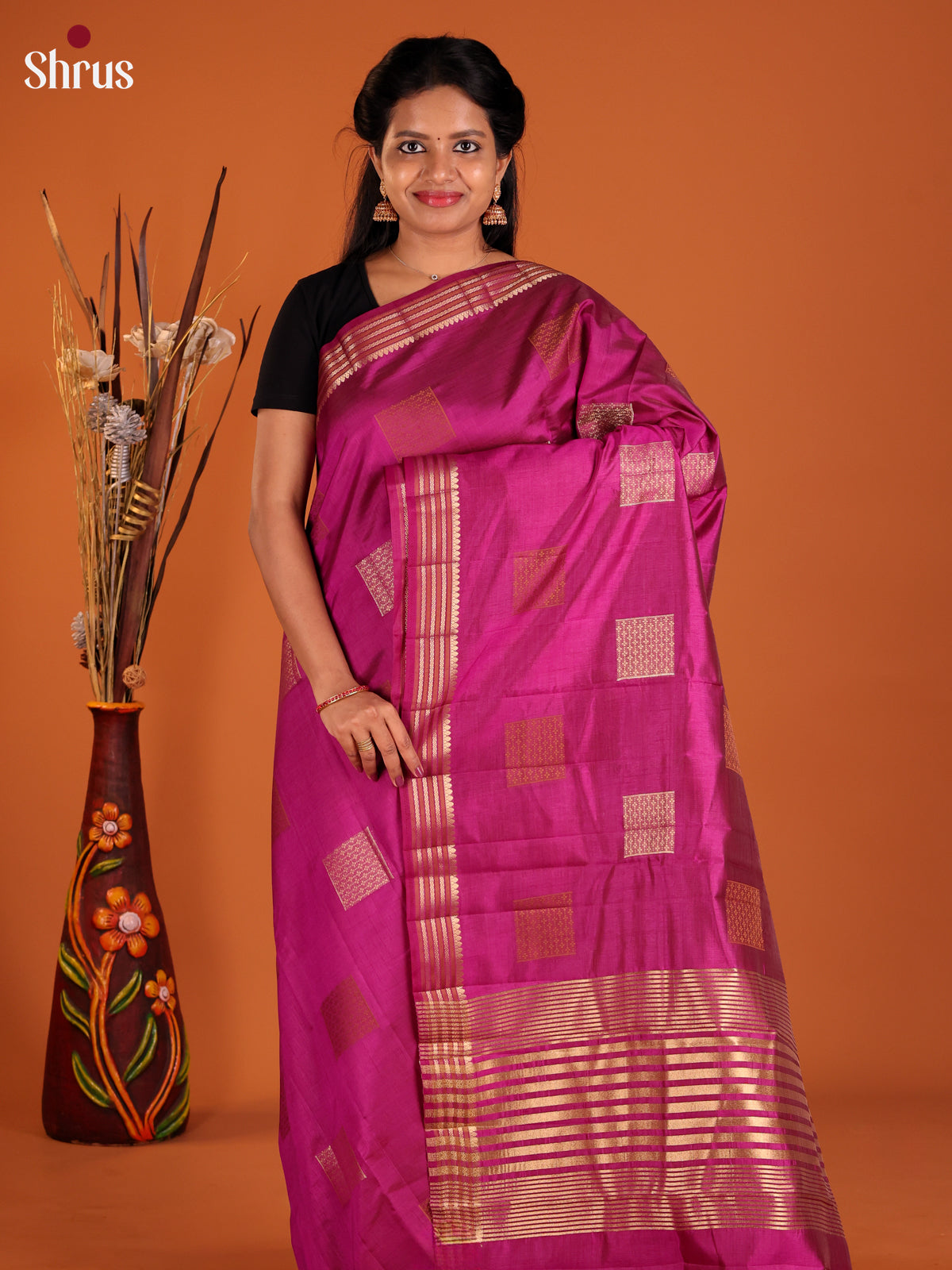 Purple - Semi Rawsilk Saree