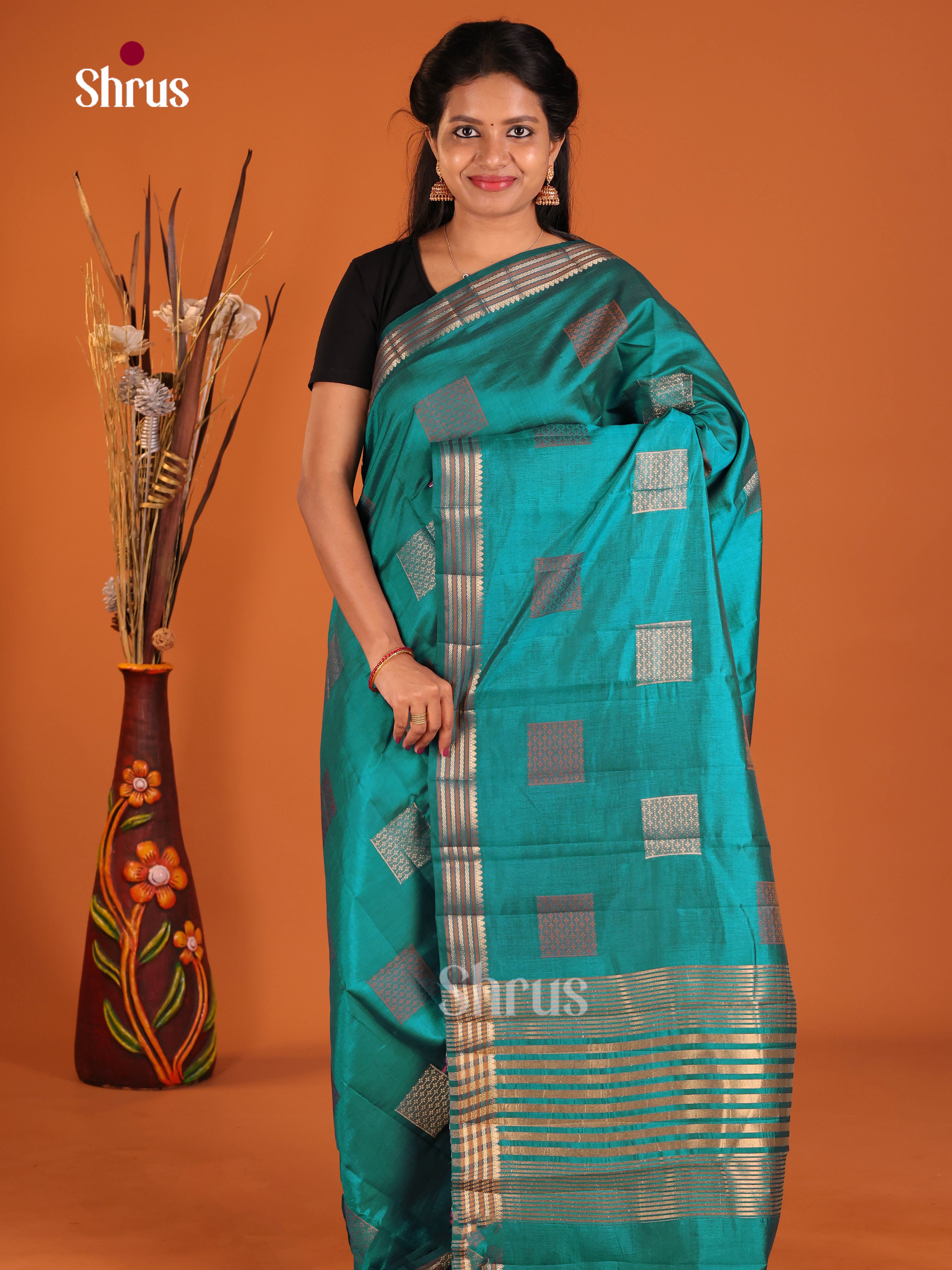 Green - Semi Rawsilk Saree