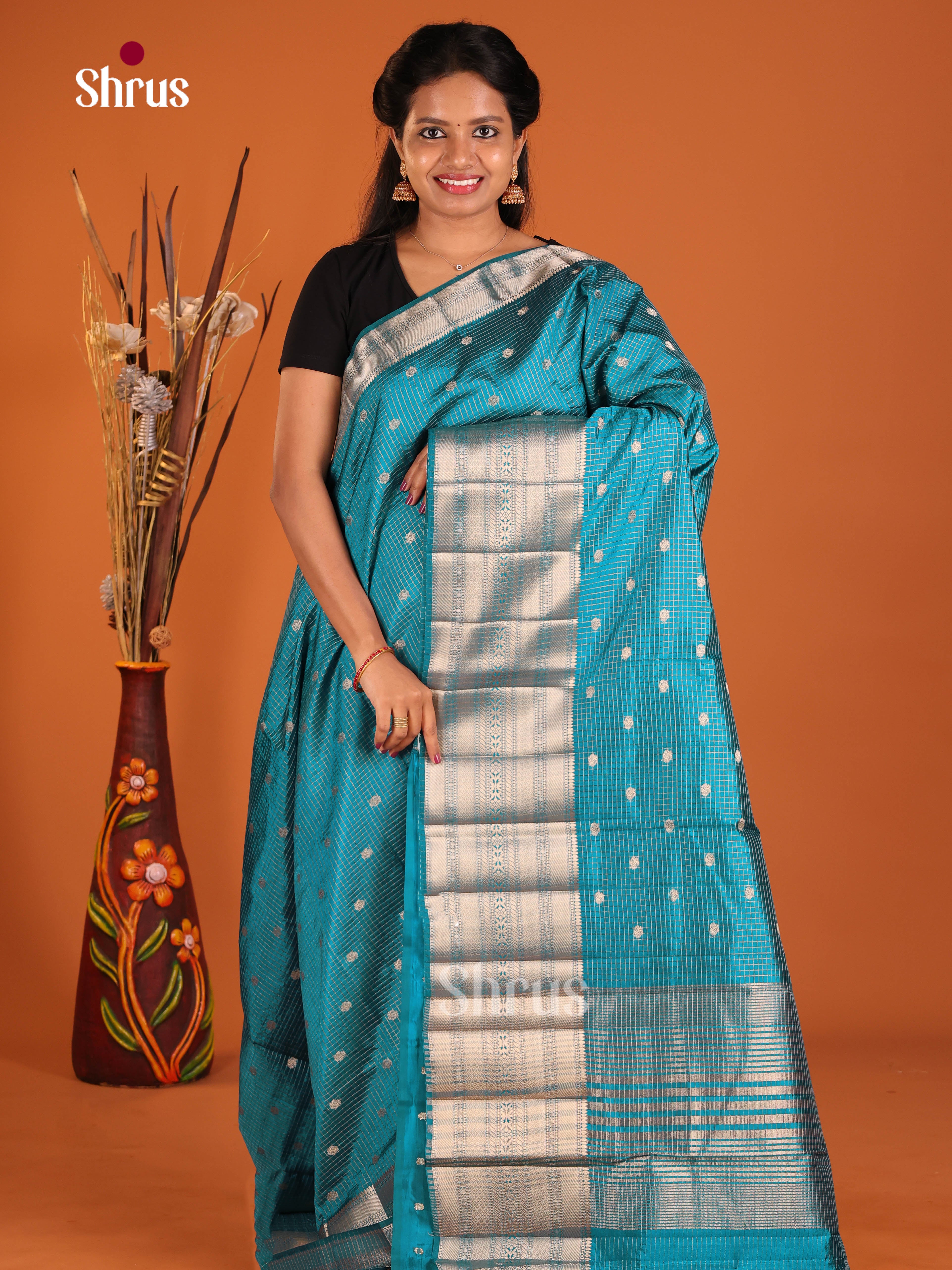 Blue - Semi Rawsilk Saree