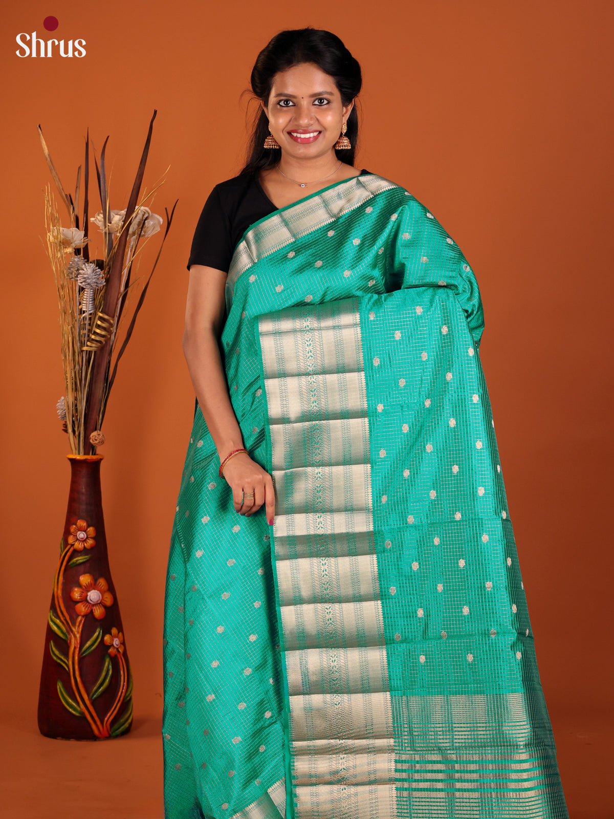 Green - Semi Rawsilk Saree