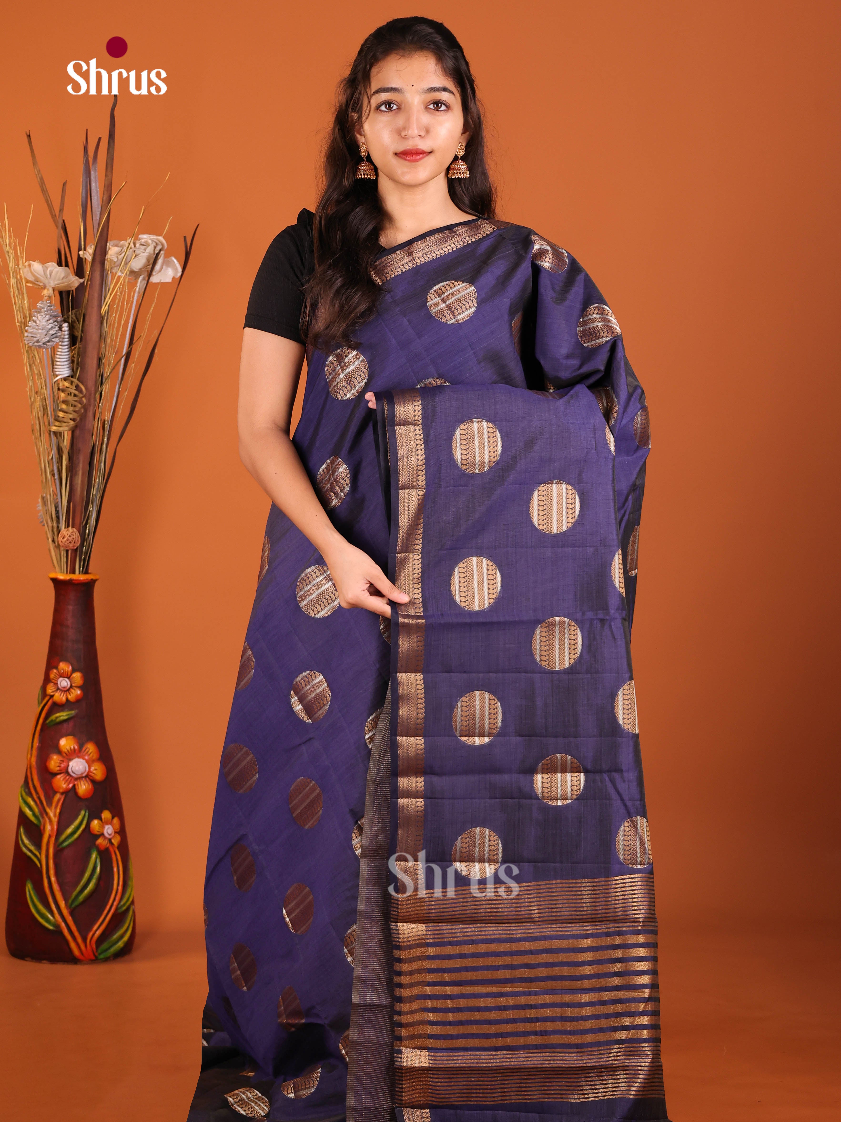 Blue - Semi Rawsilk Saree