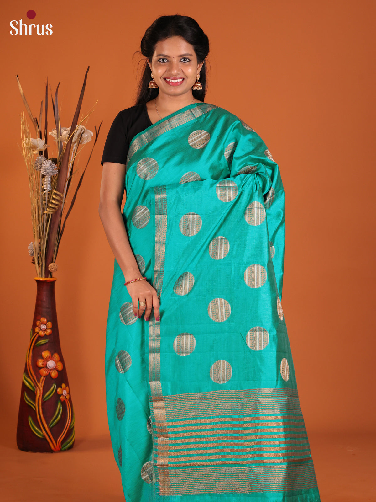Green - Semi Rawsilk Saree