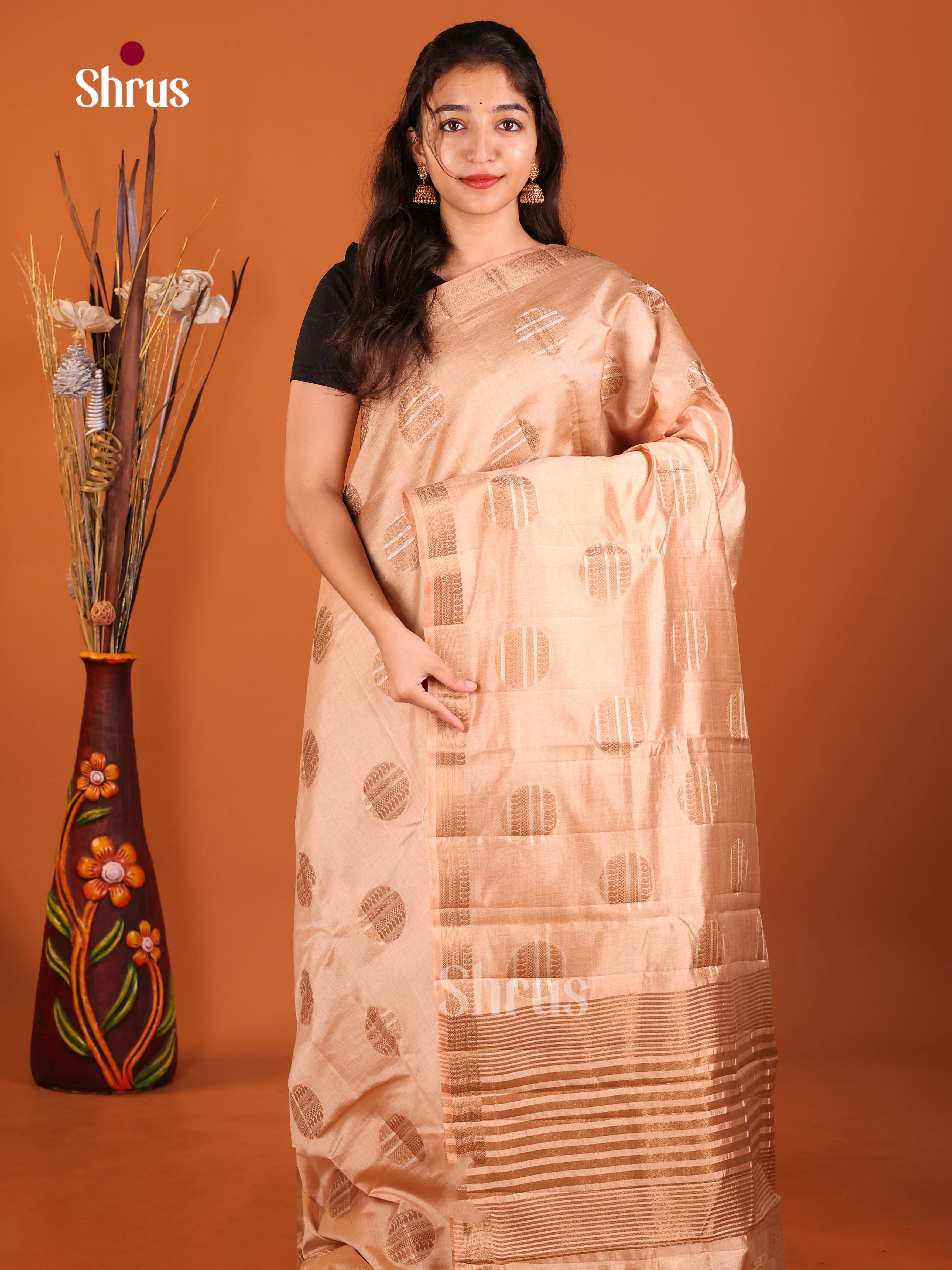 Dusty Brown- Semi Rawsilk Saree