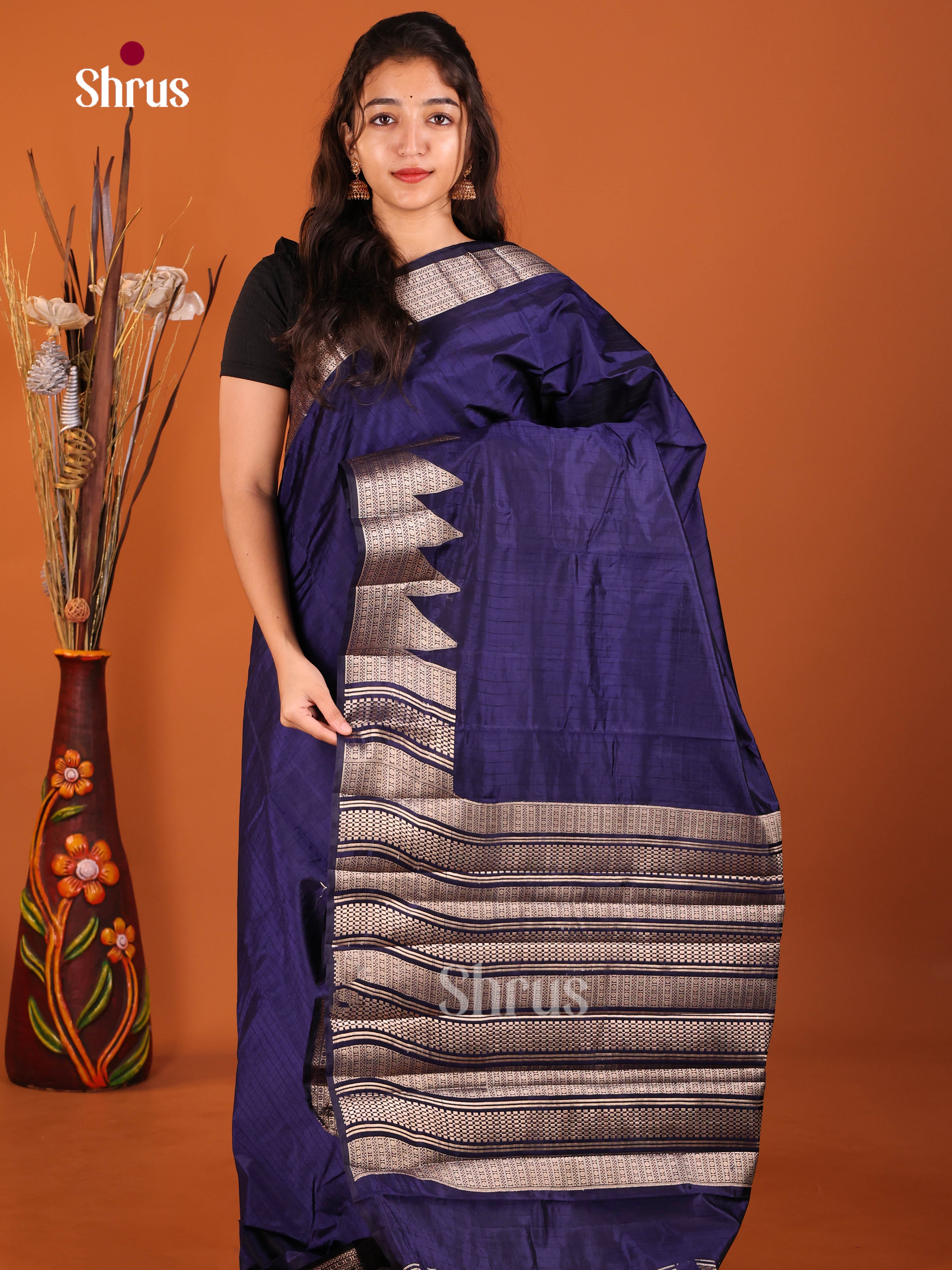 Blue - Semi Rawsilk Saree