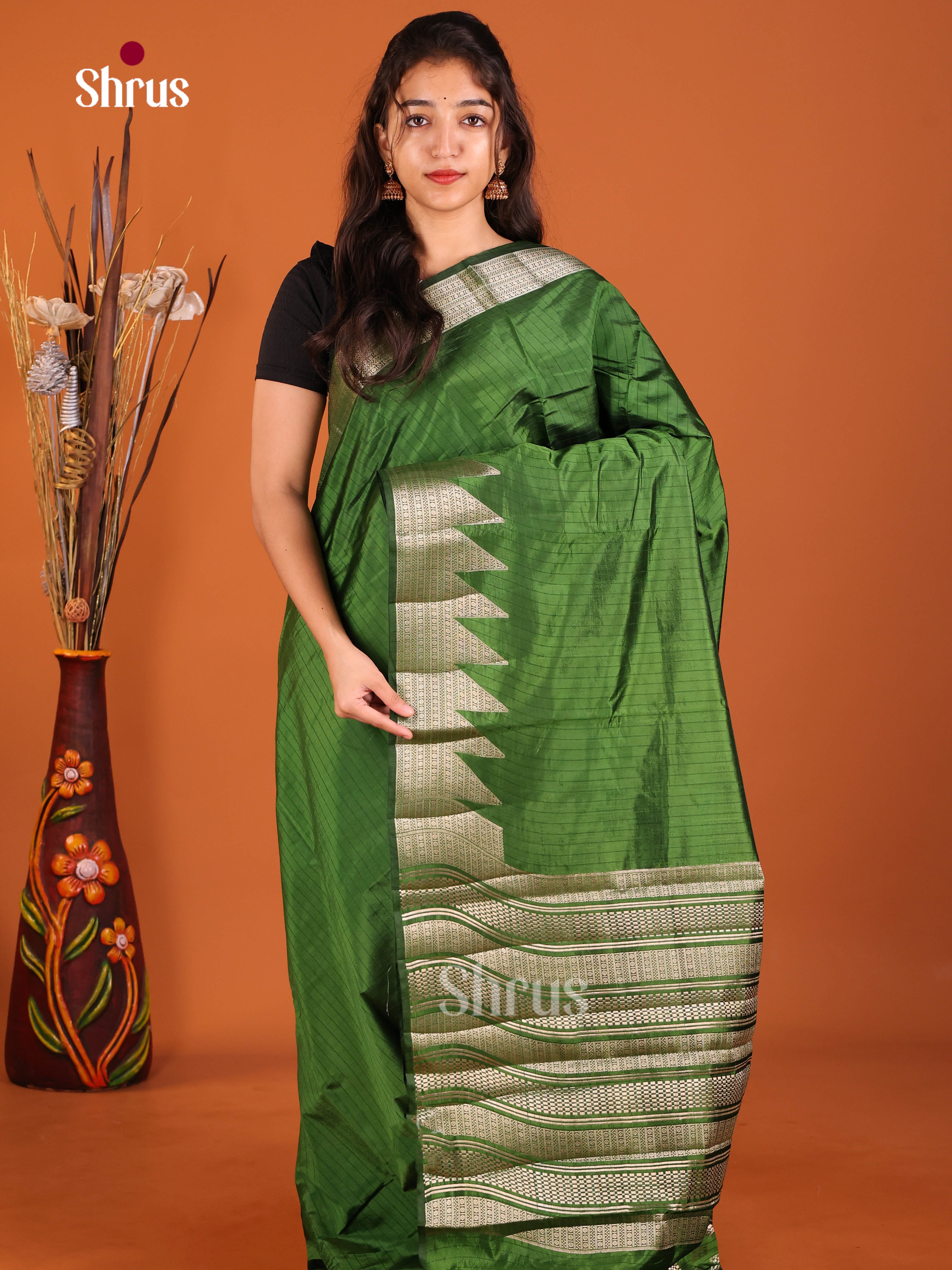 Green - Semi Rawsilk Saree