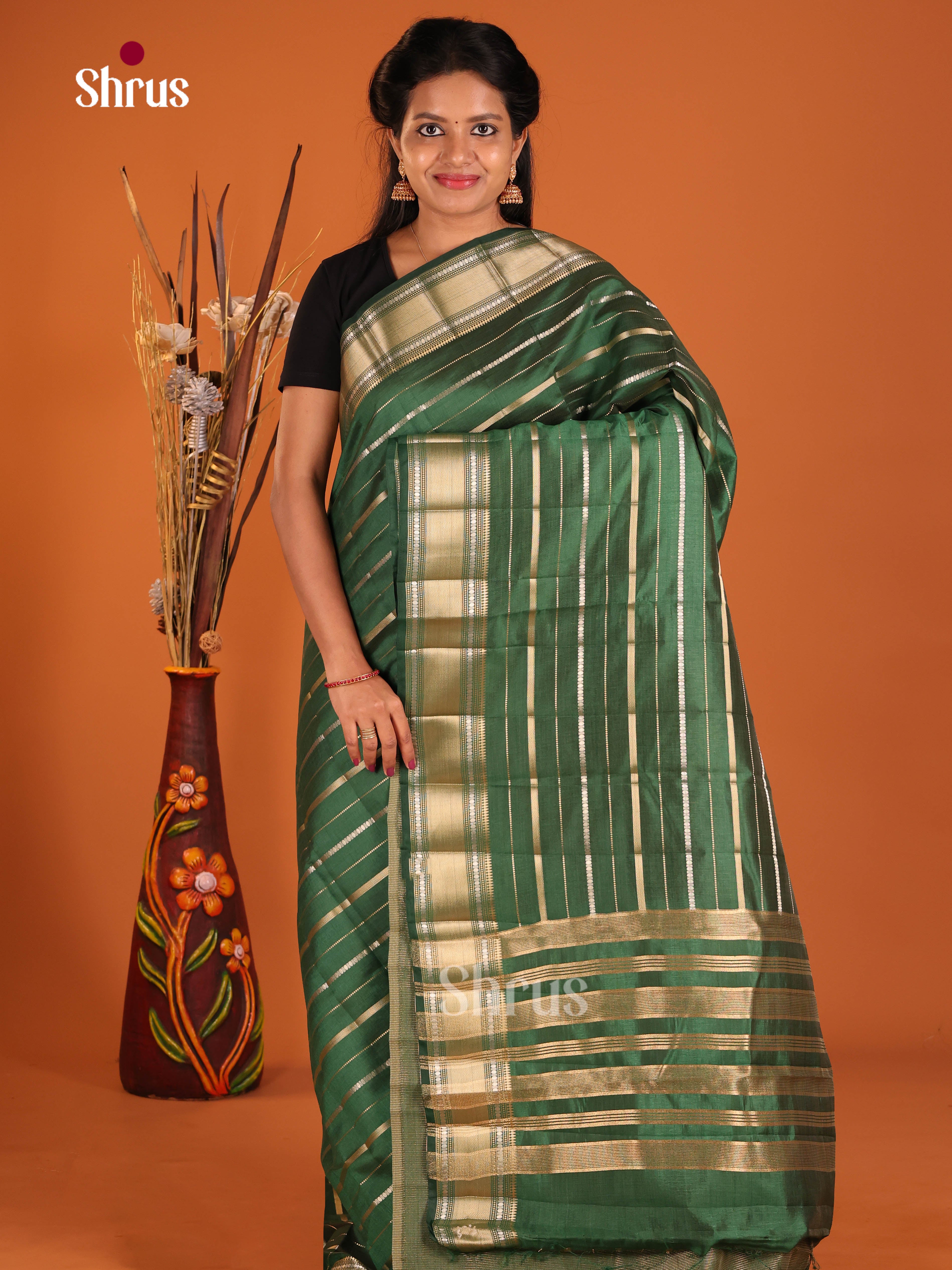 Green - Semi Rawsilk Saree