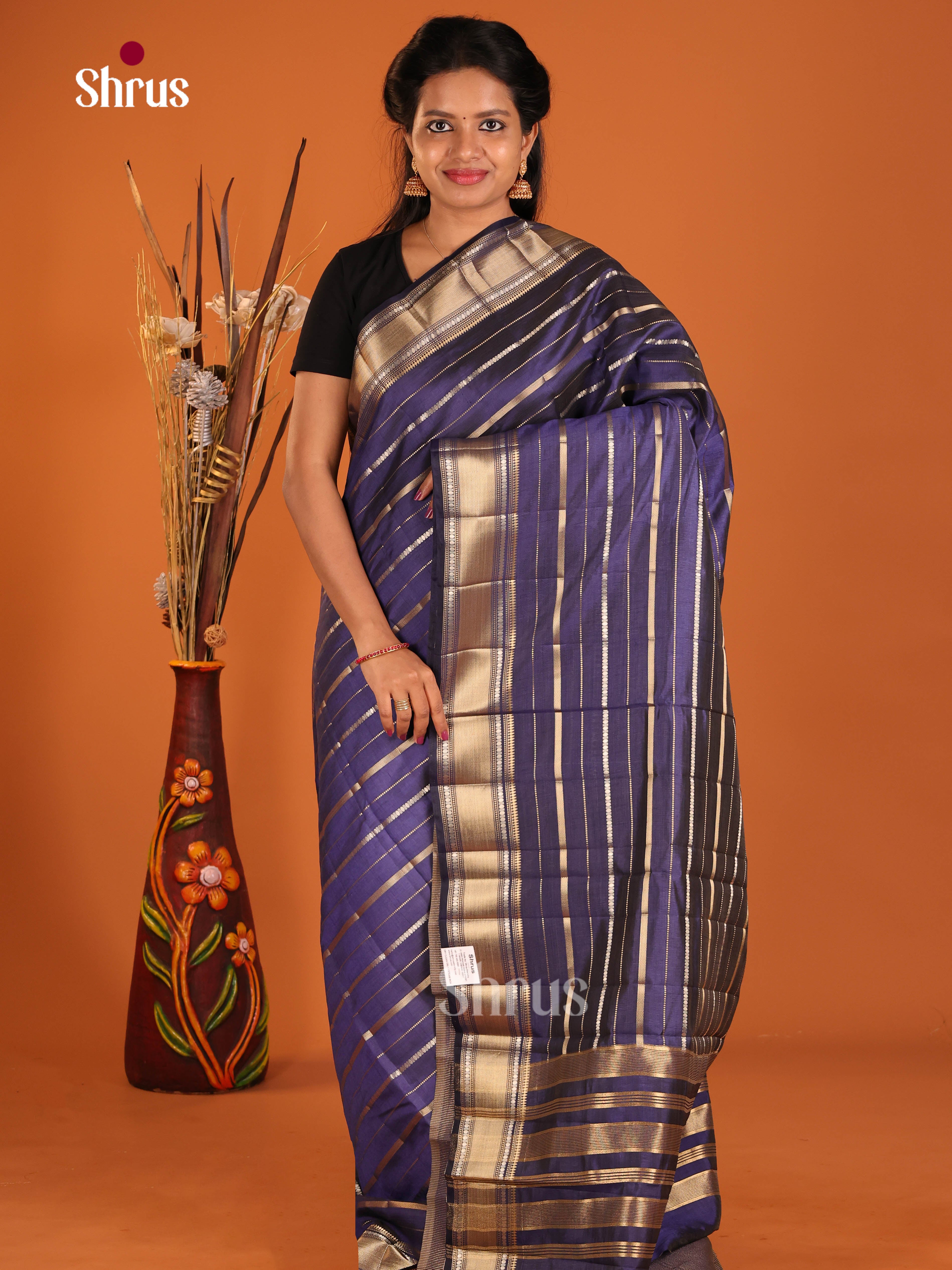 Blue - Semi Rawsilk Saree