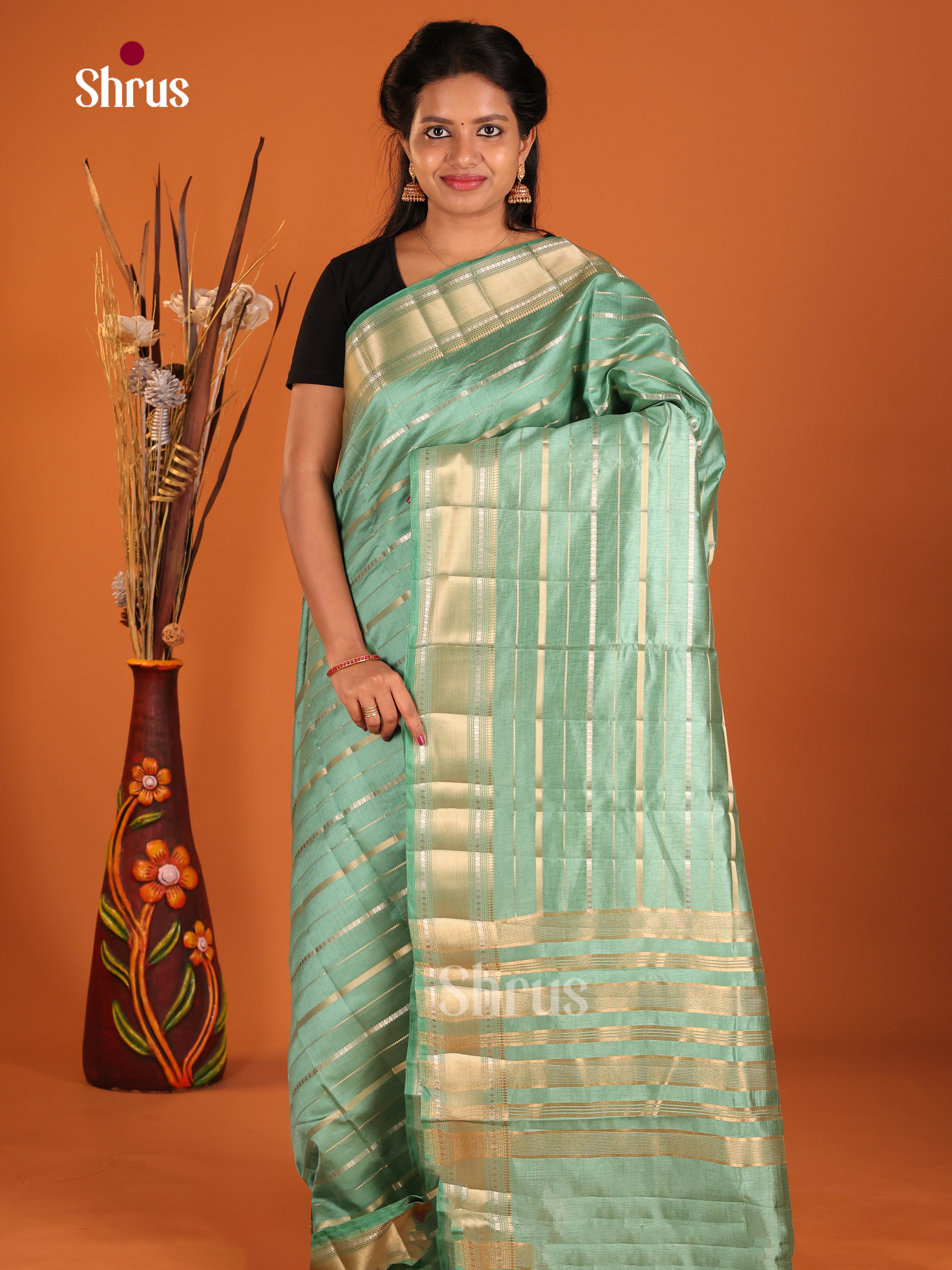 Pastel Green - Semi Rawsilk Saree