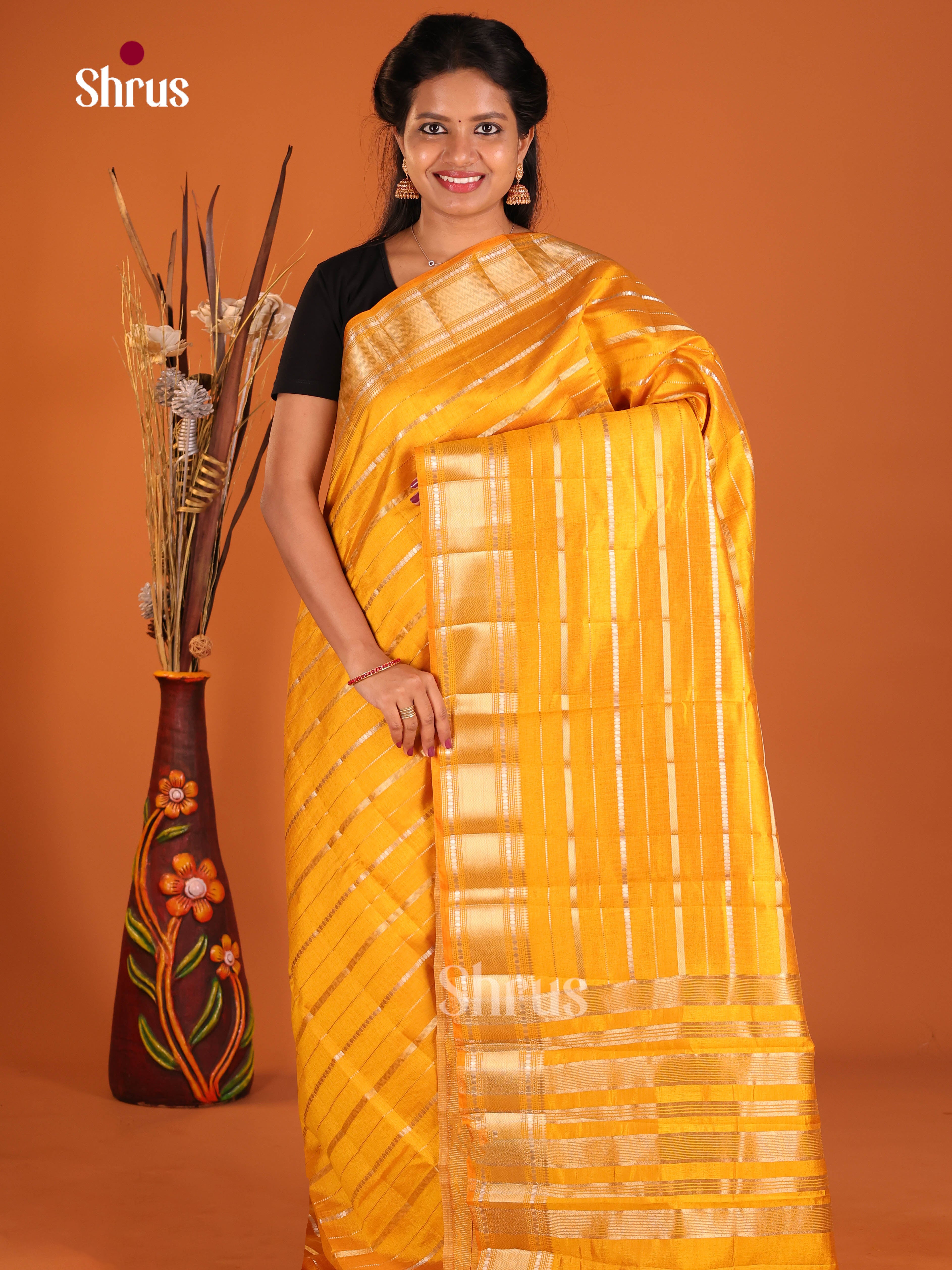 Mustard - Semi Rawsilk Saree