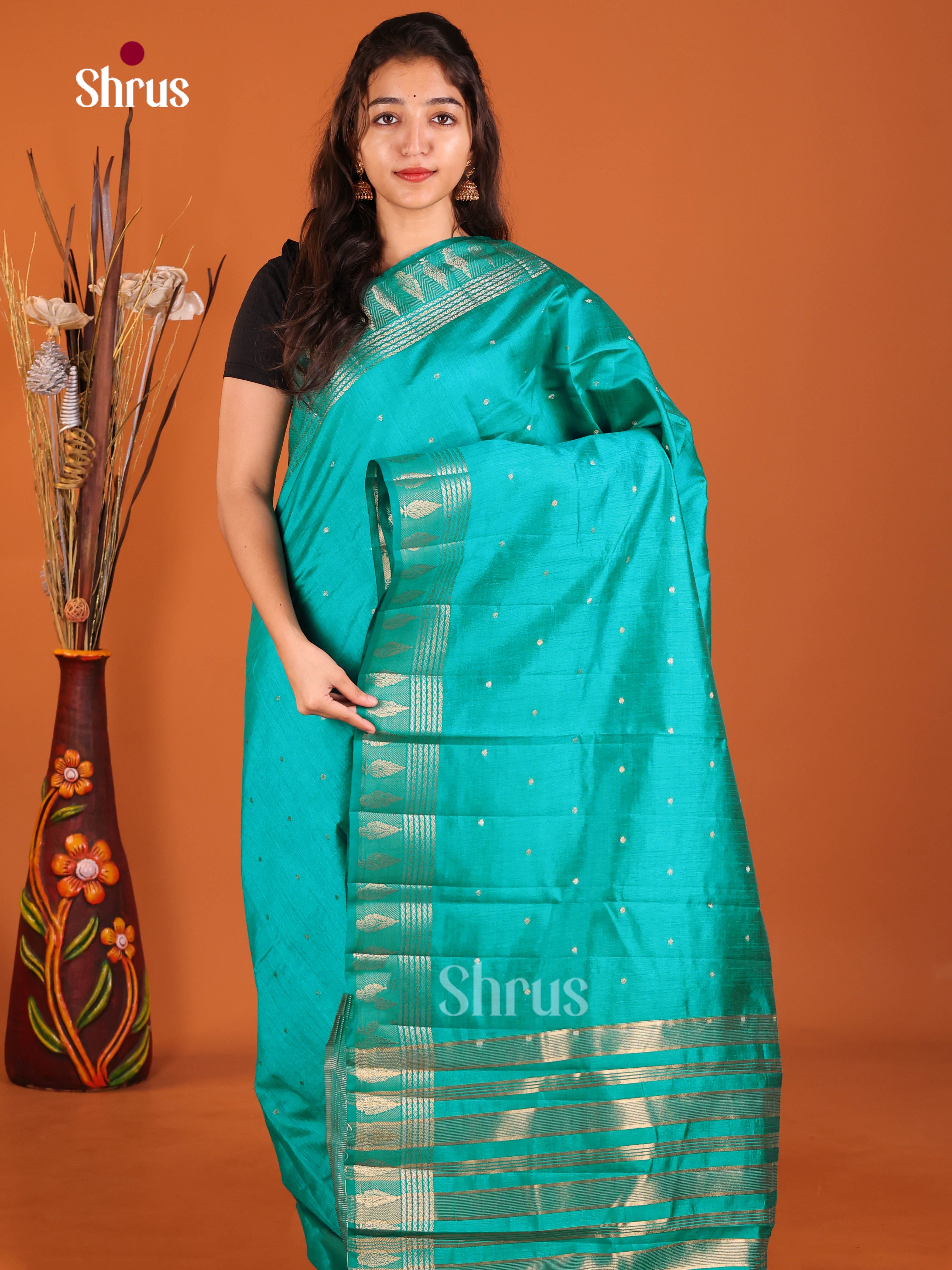 Green - Semi Rawsilk Saree