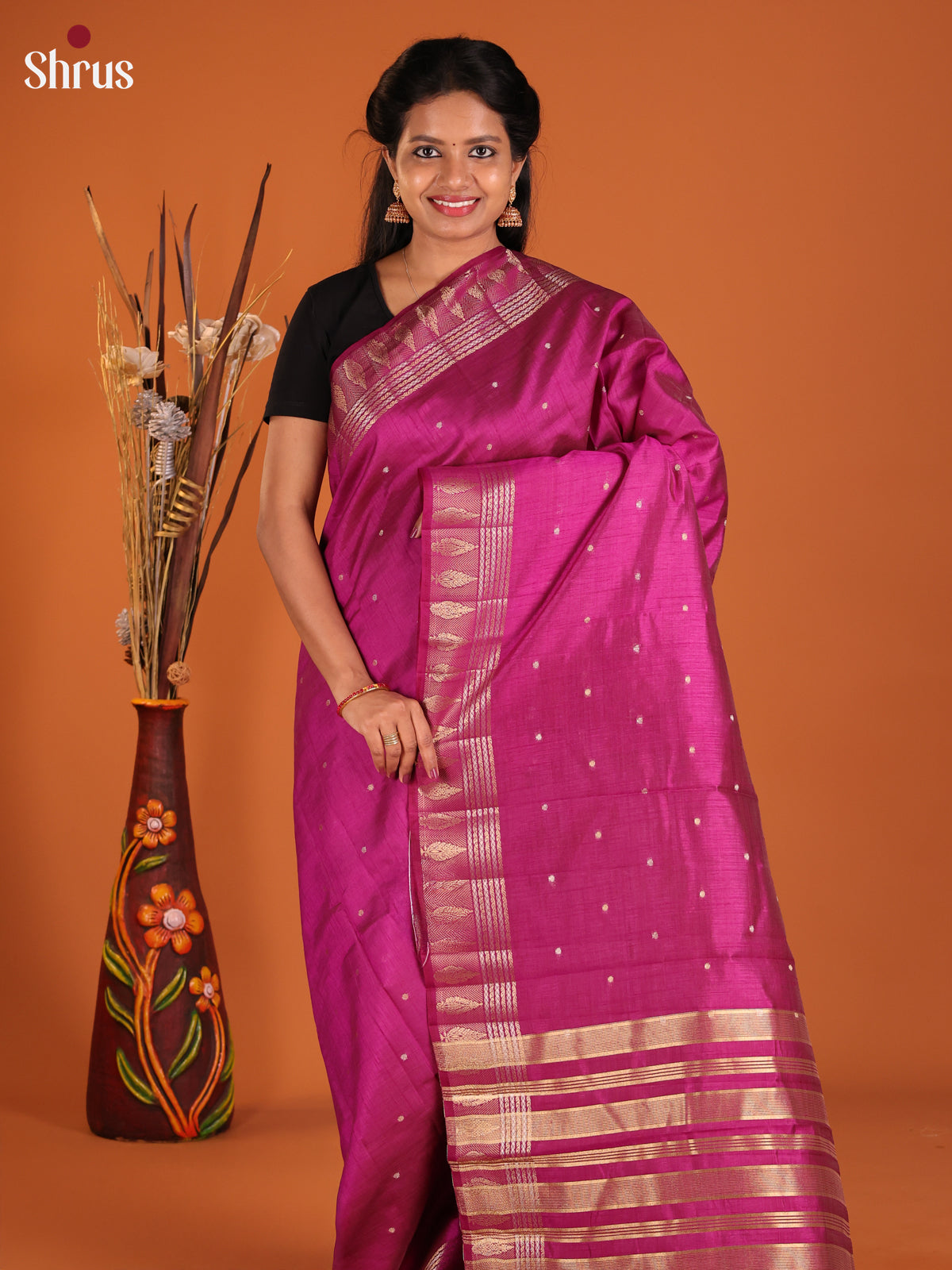 Purple - Semi Rawsilk Saree