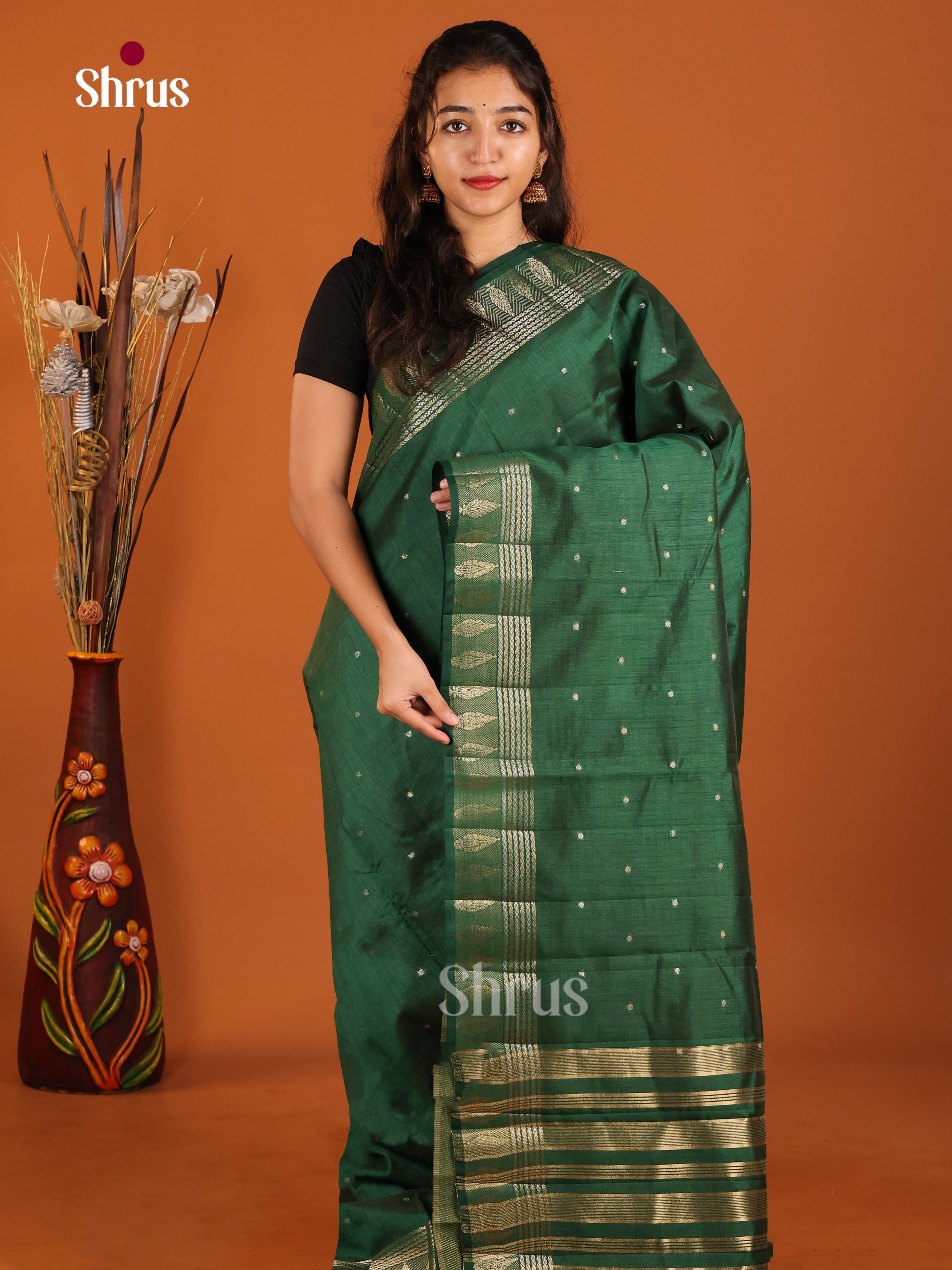 Green - Semi Rawsilk Saree