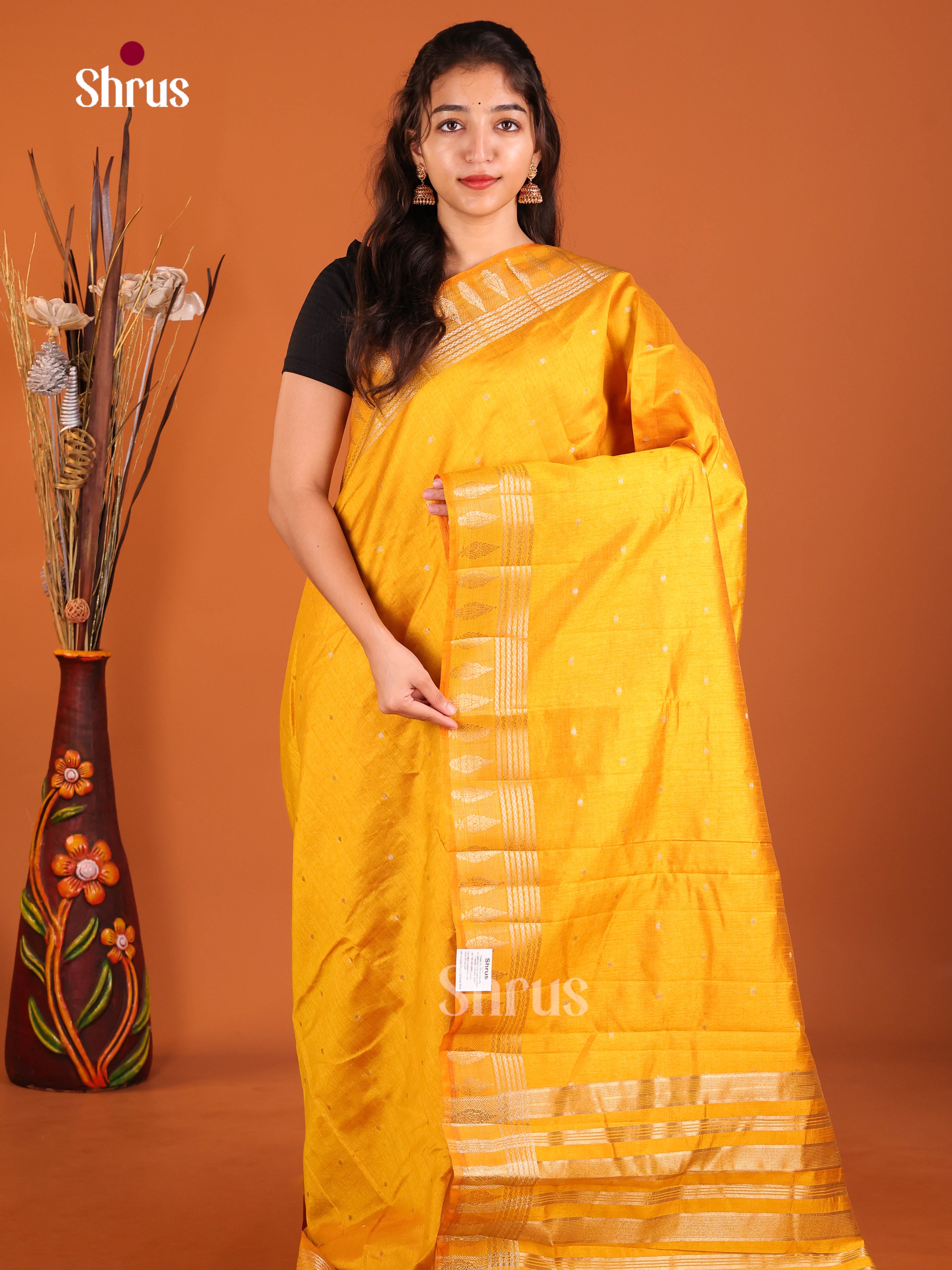 Mustard - Semi Rawsilk Saree