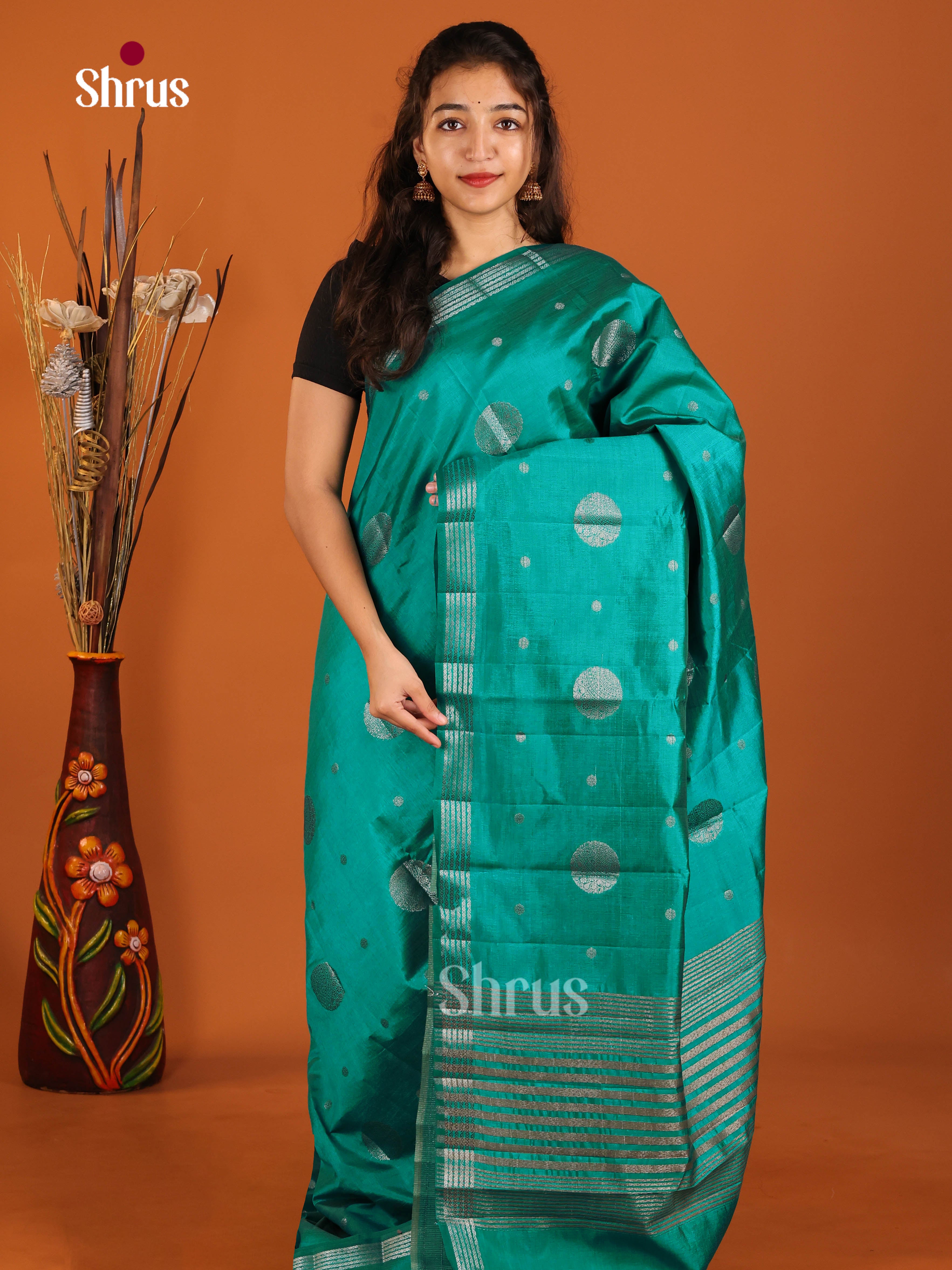 green - Semi Rawsilk Saree