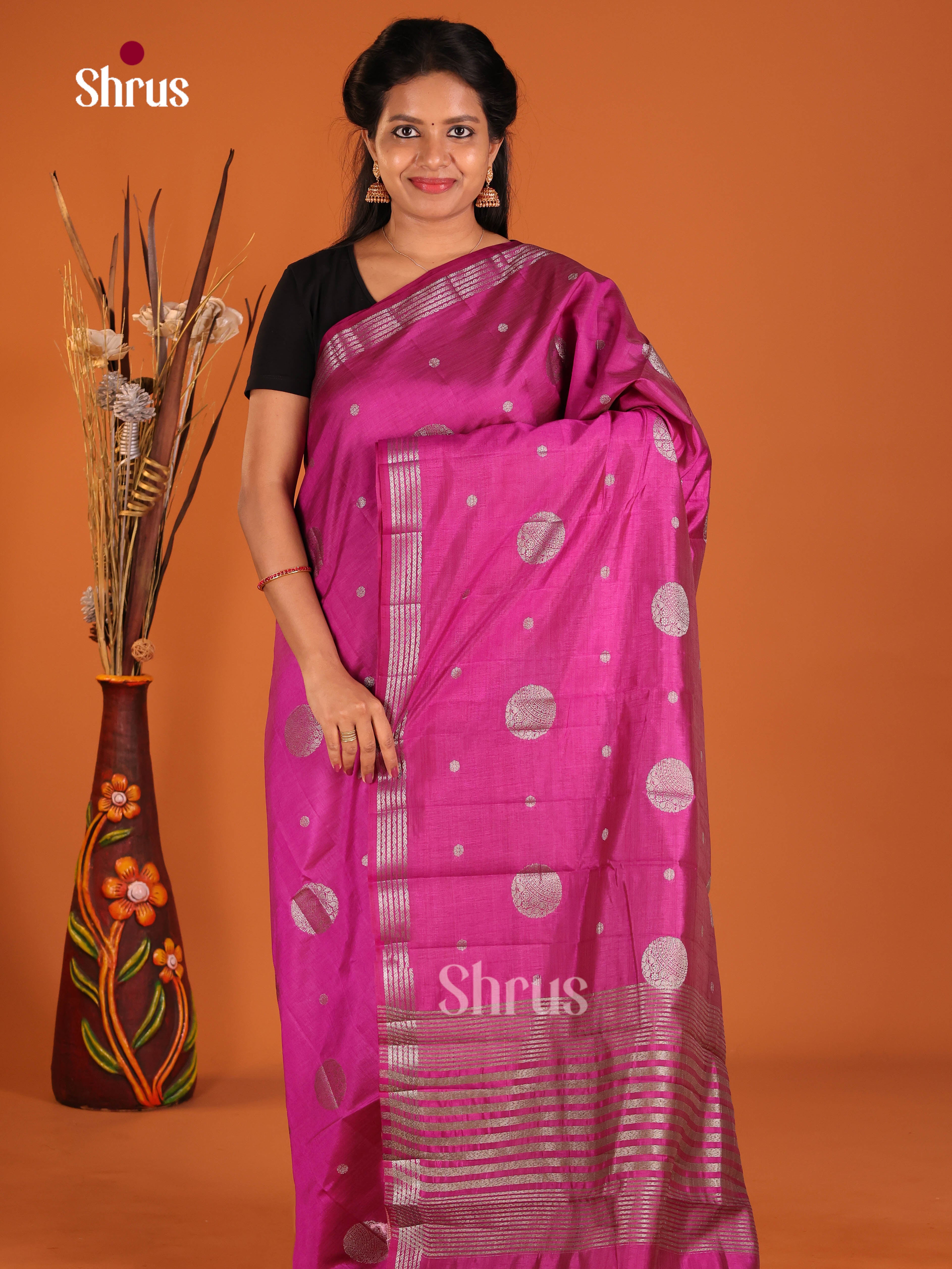 Purple - Semi Rawsilk Saree