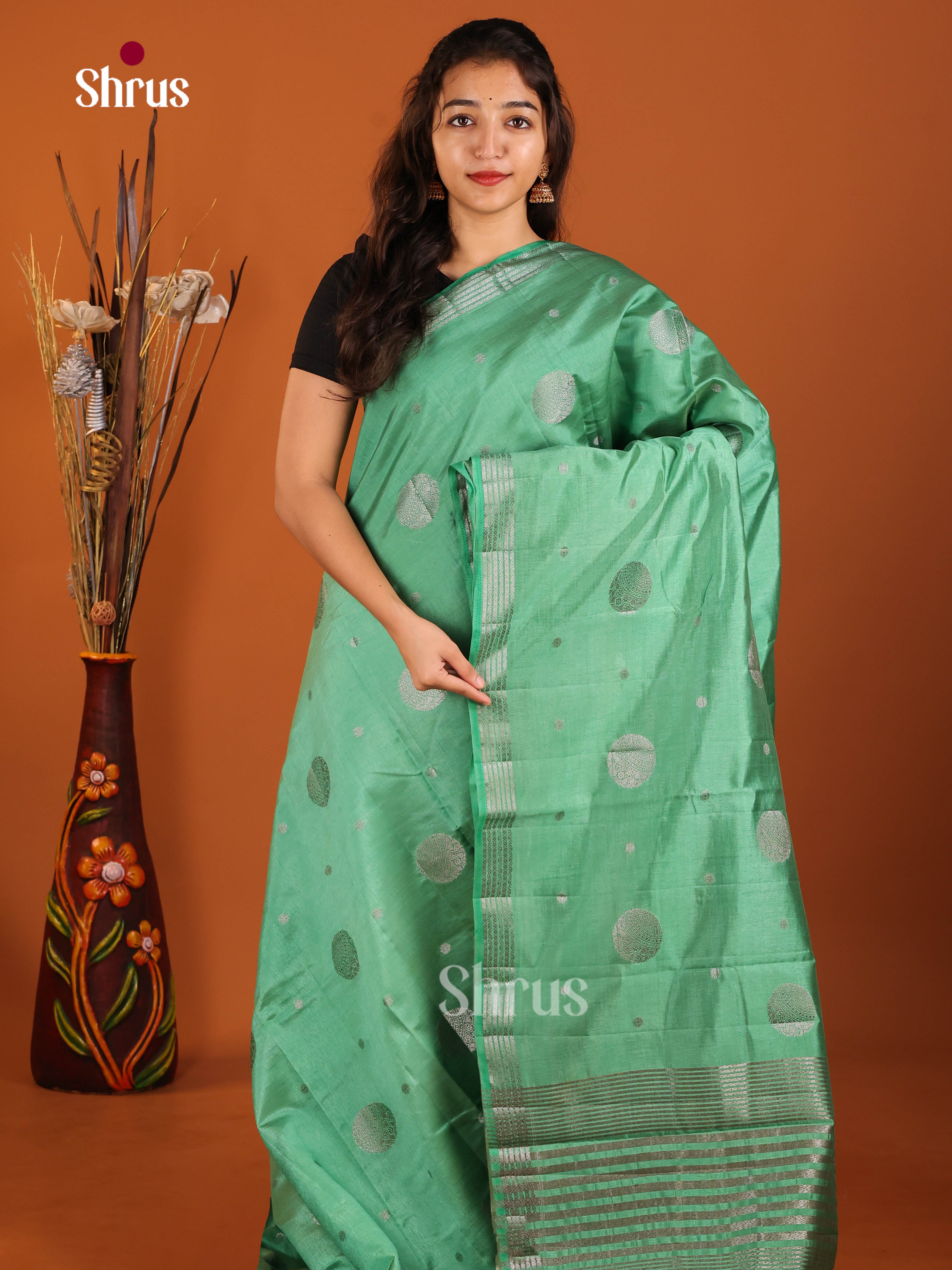Green - Semi Rawsilk Saree
